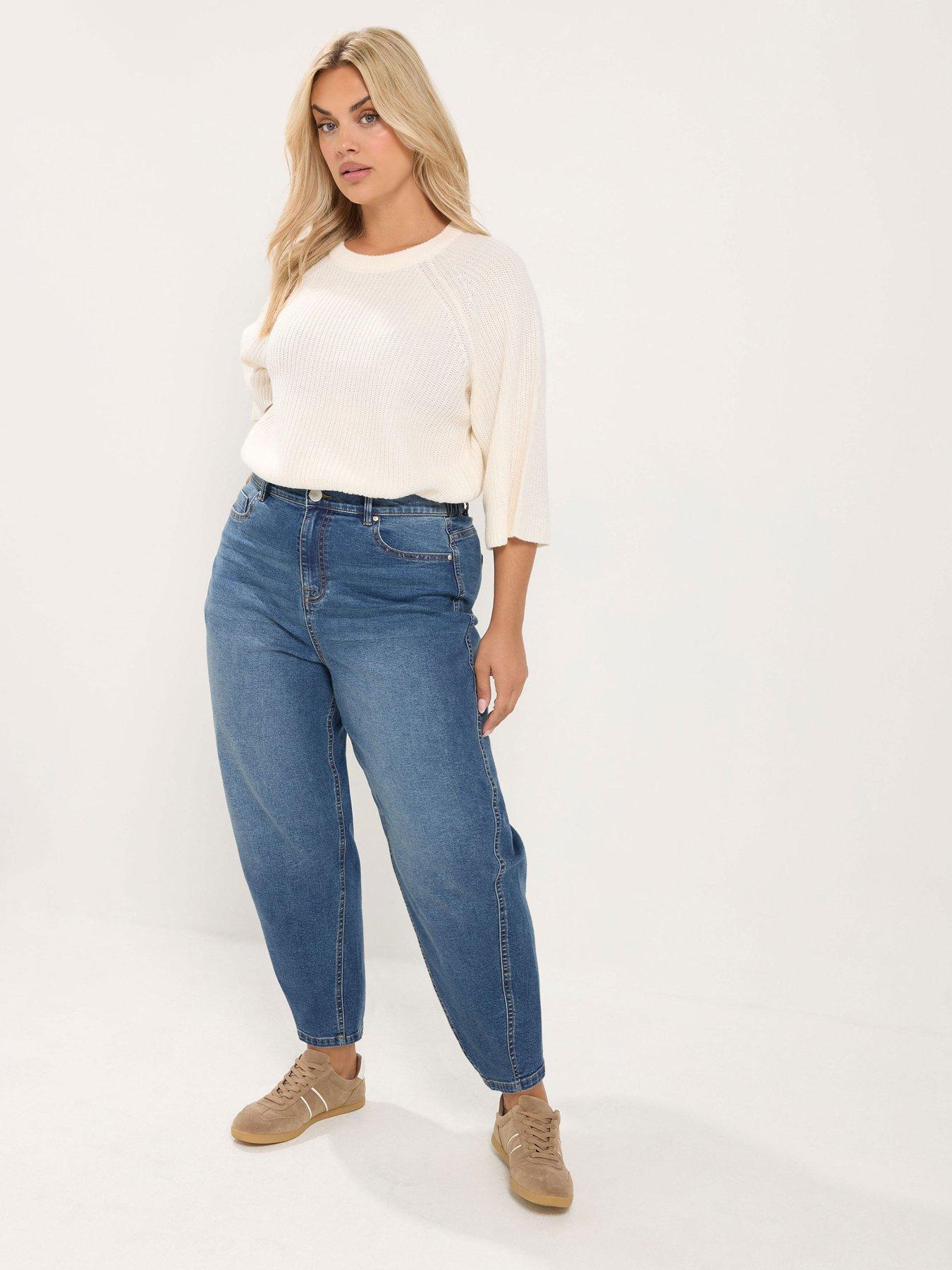 Image 3 of 4 of Yours Curve Barrel Leg 30" Jeans - Blue