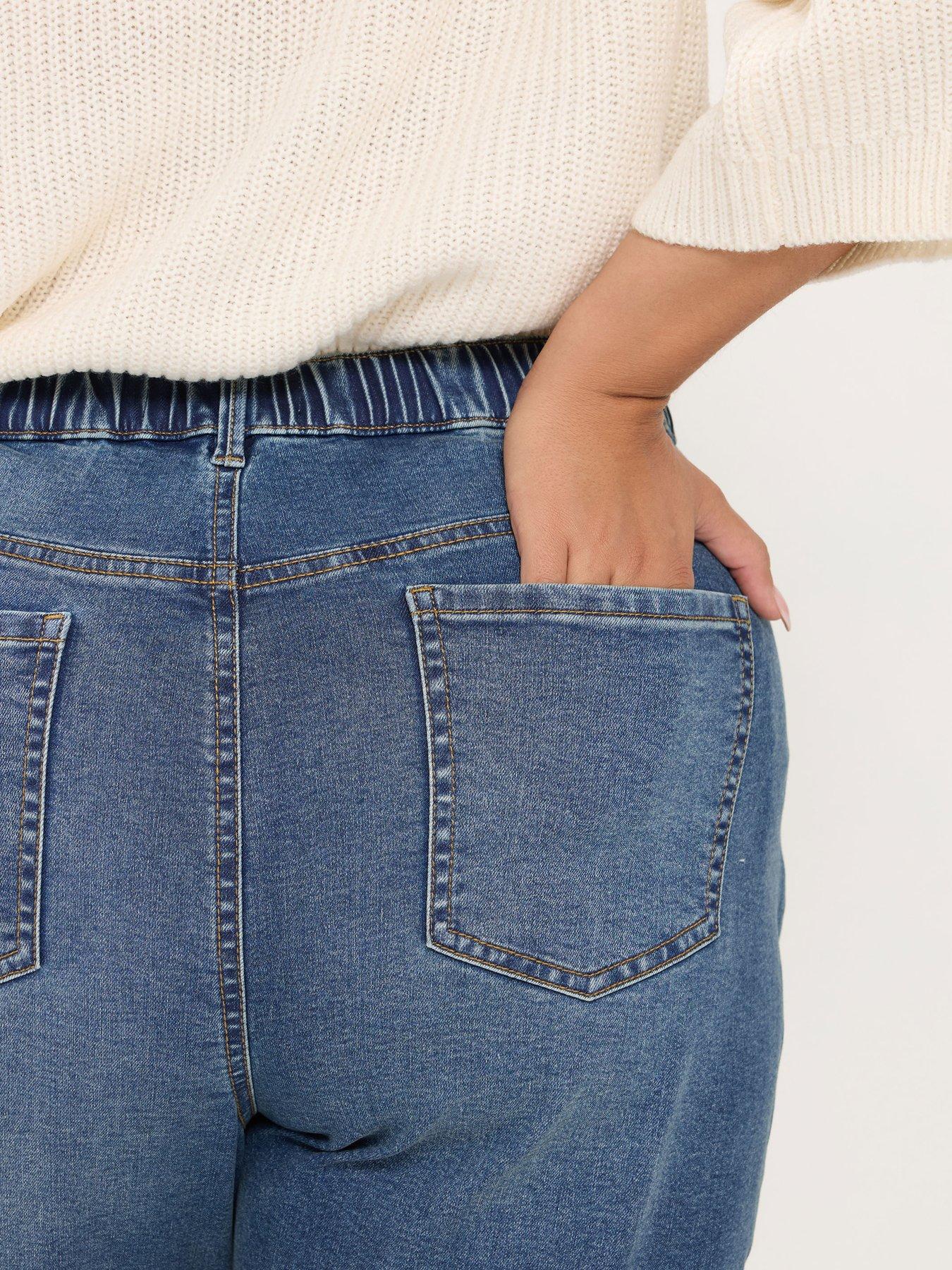 Image 4 of 4 of Yours Curve Barrel Leg 30" Jeans - Blue