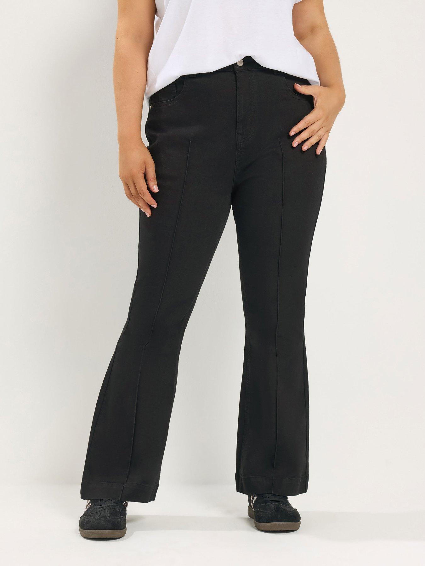 Image 1 of 4 of Yours Curve Pintuck Flared 28" Jeans - Black