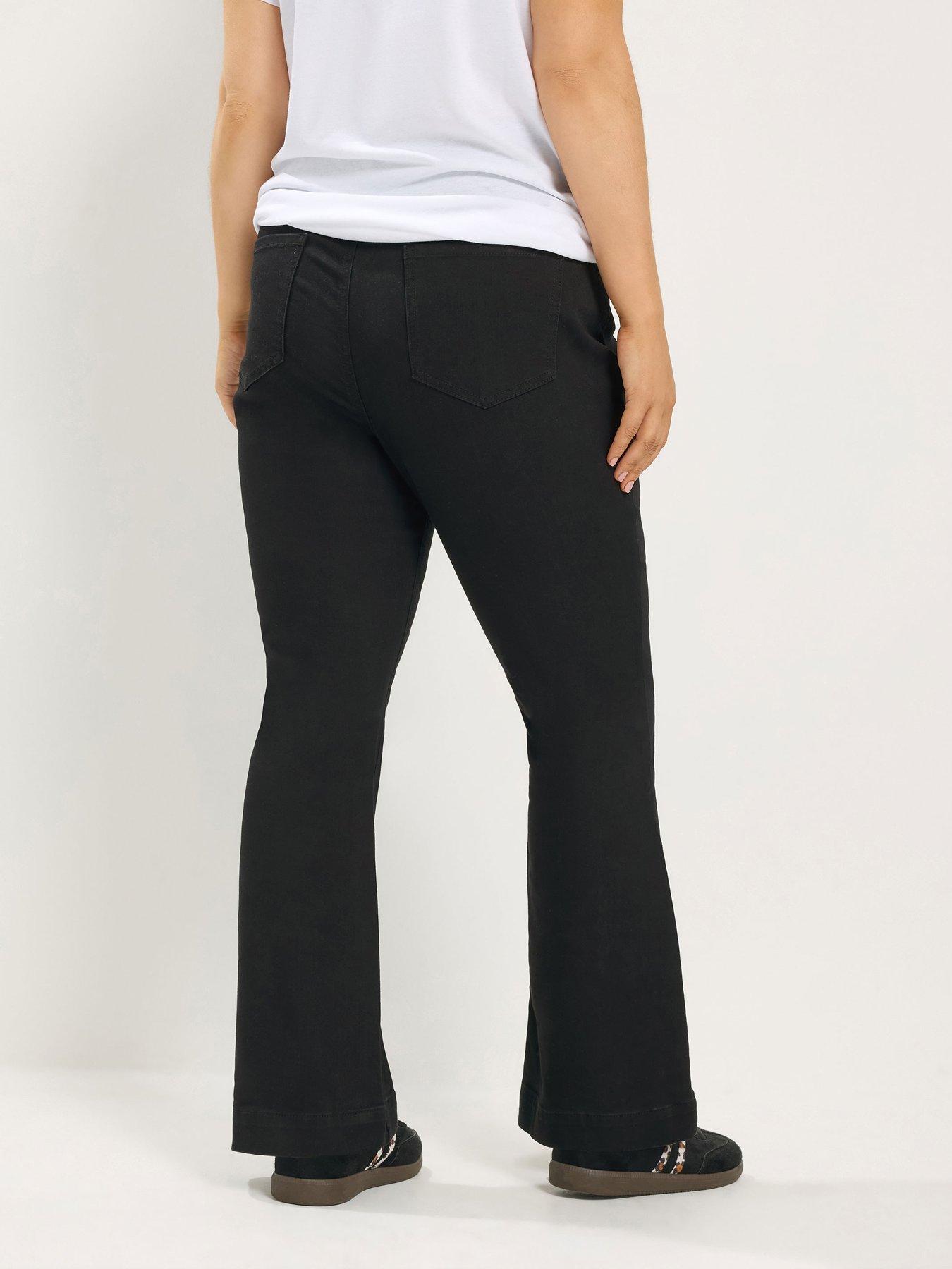 Image 2 of 4 of Yours Curve Pintuck Flared 28" Jeans - Black