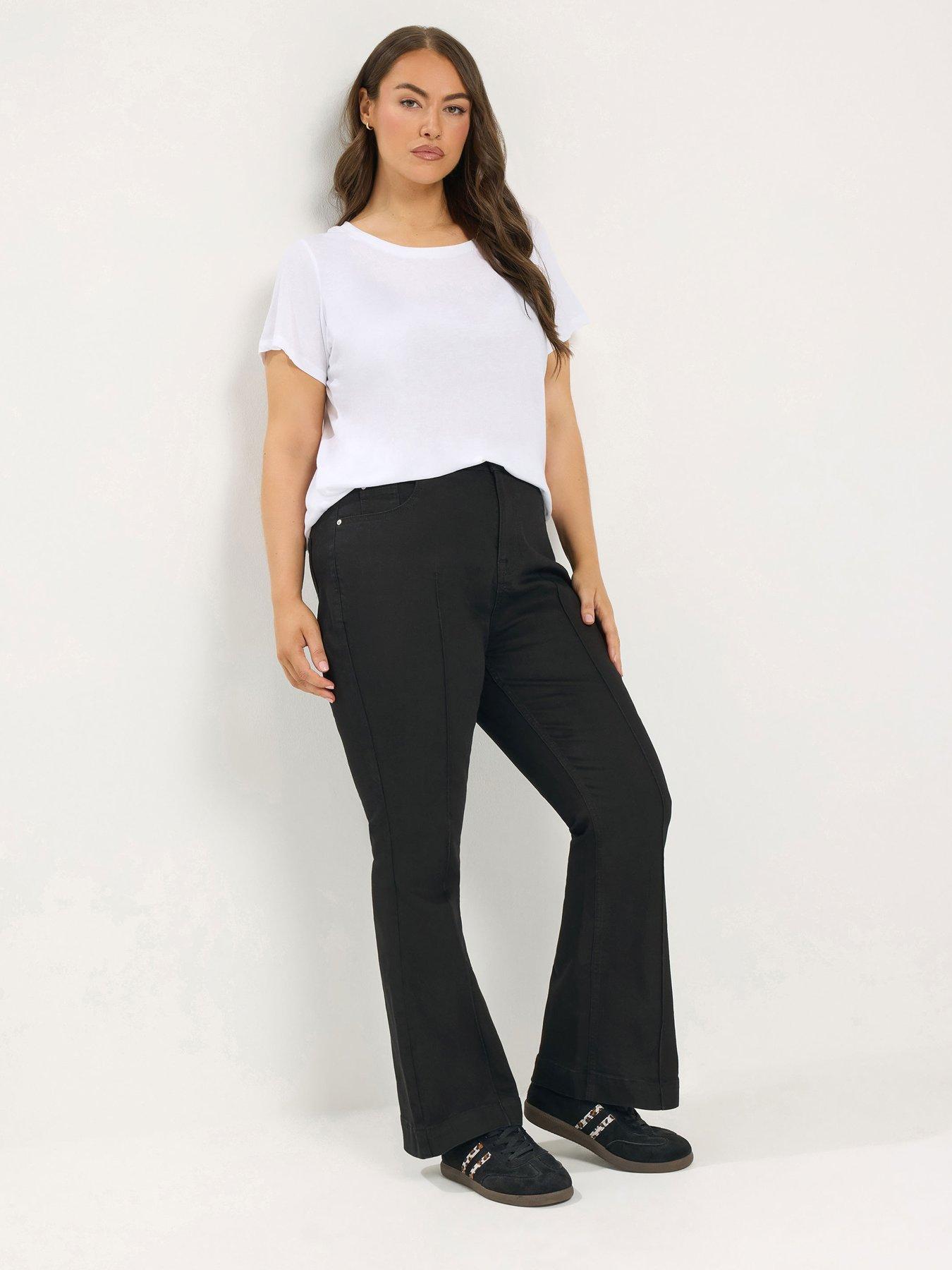 Image 3 of 4 of Yours Curve Pintuck Flared 28" Jeans - Black