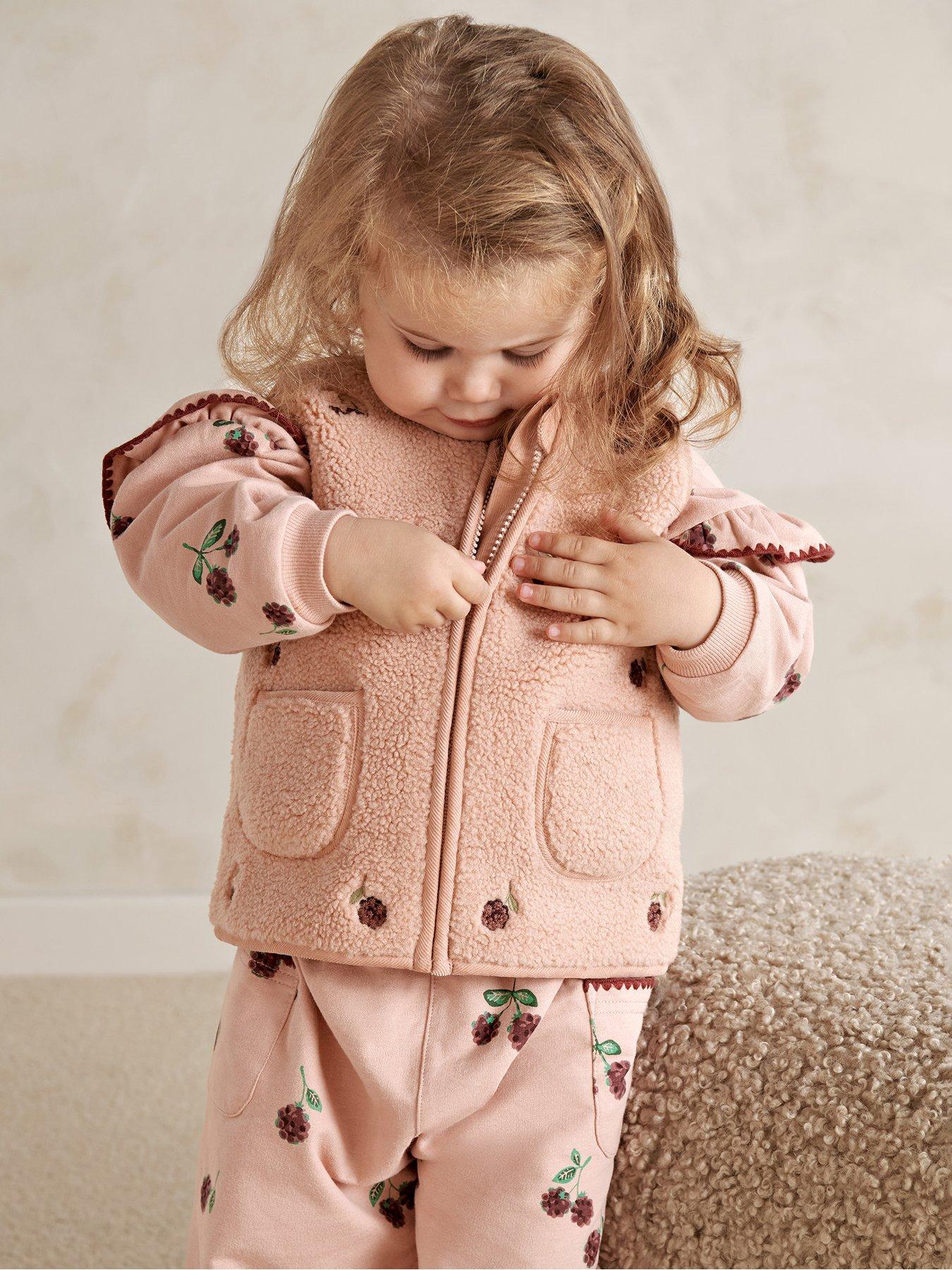 Mamas & Papas Baby Girls Embroidered Gilet, Pink, Size 3-6 Months