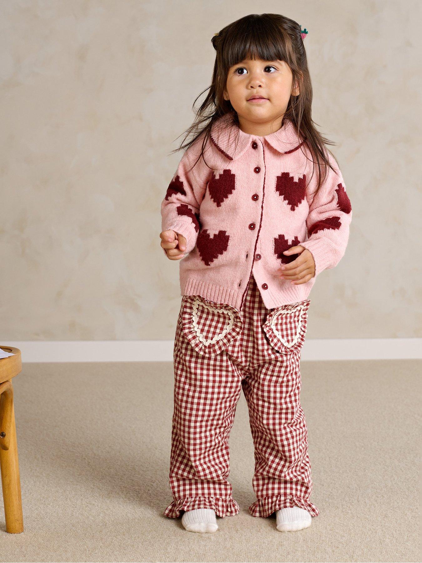 Mamas & Papas Baby Girls Heart Cardigan, Pink, Size 2-3 Years