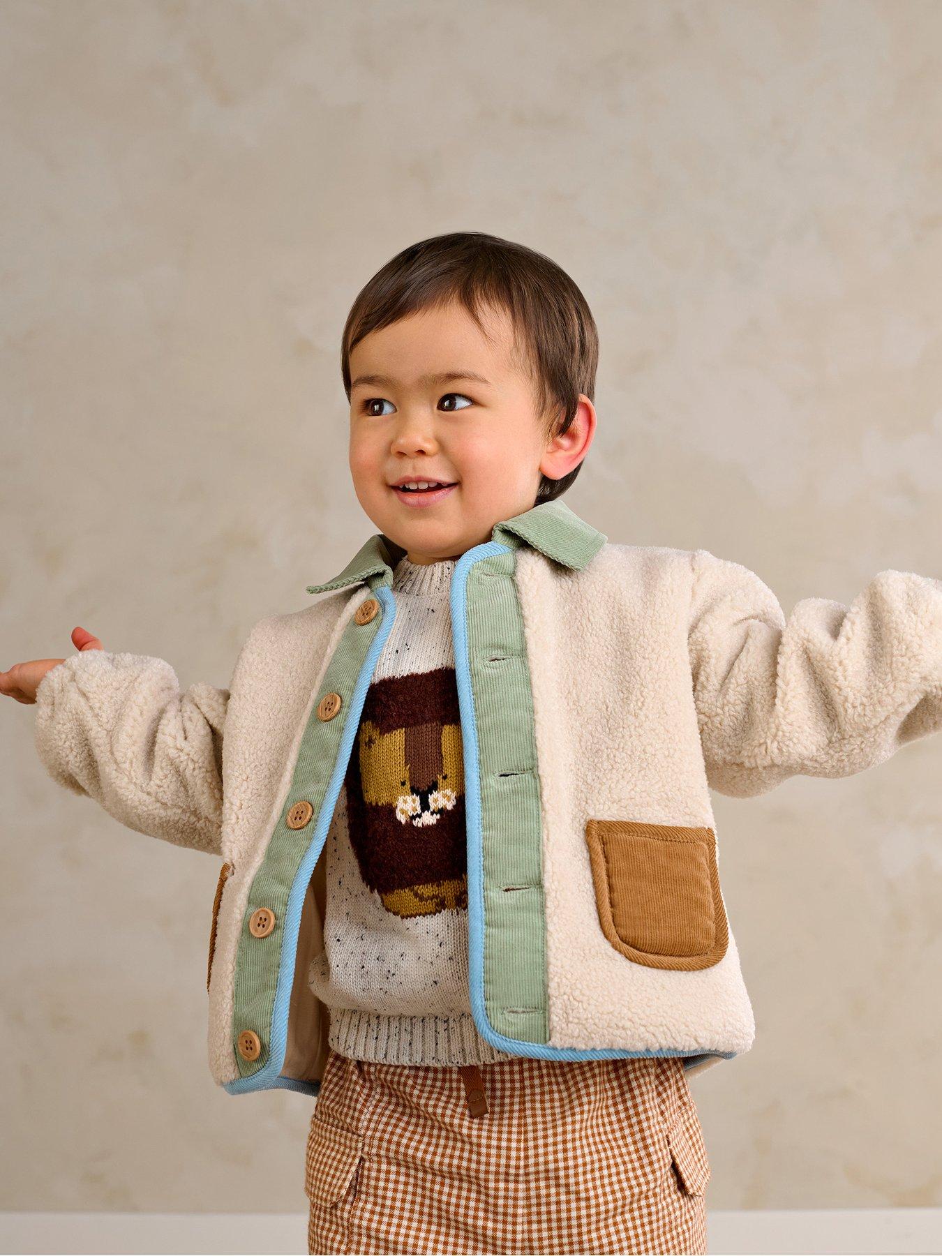 Image 1 of 4 of Mamas & Papas Baby Boys Borg Jacket - Cream