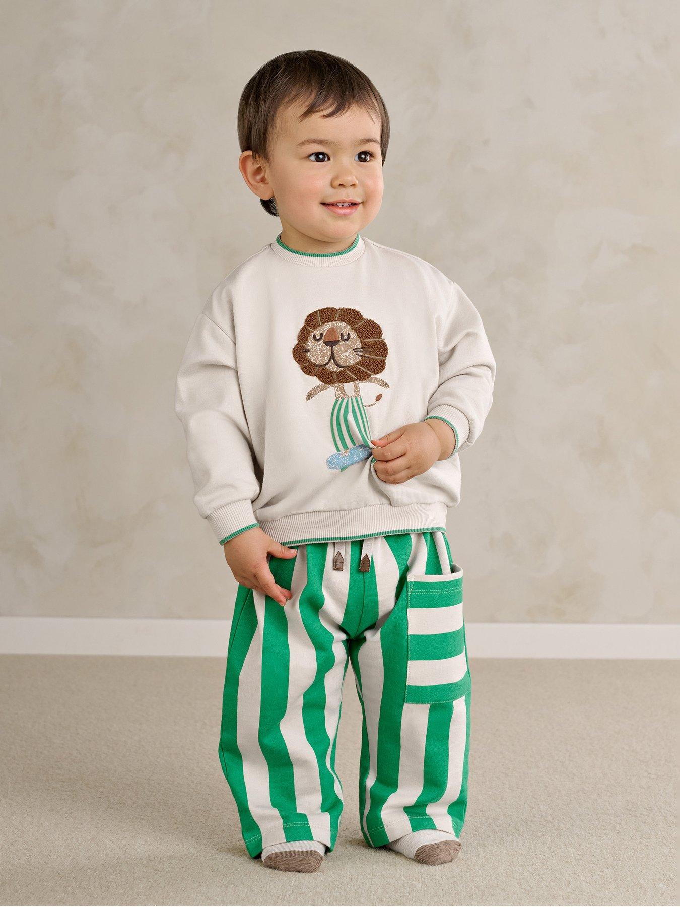 Mamas & Papas Baby Boys Lion Boucle Sweatshirt, Multi, Size 0-3 Months