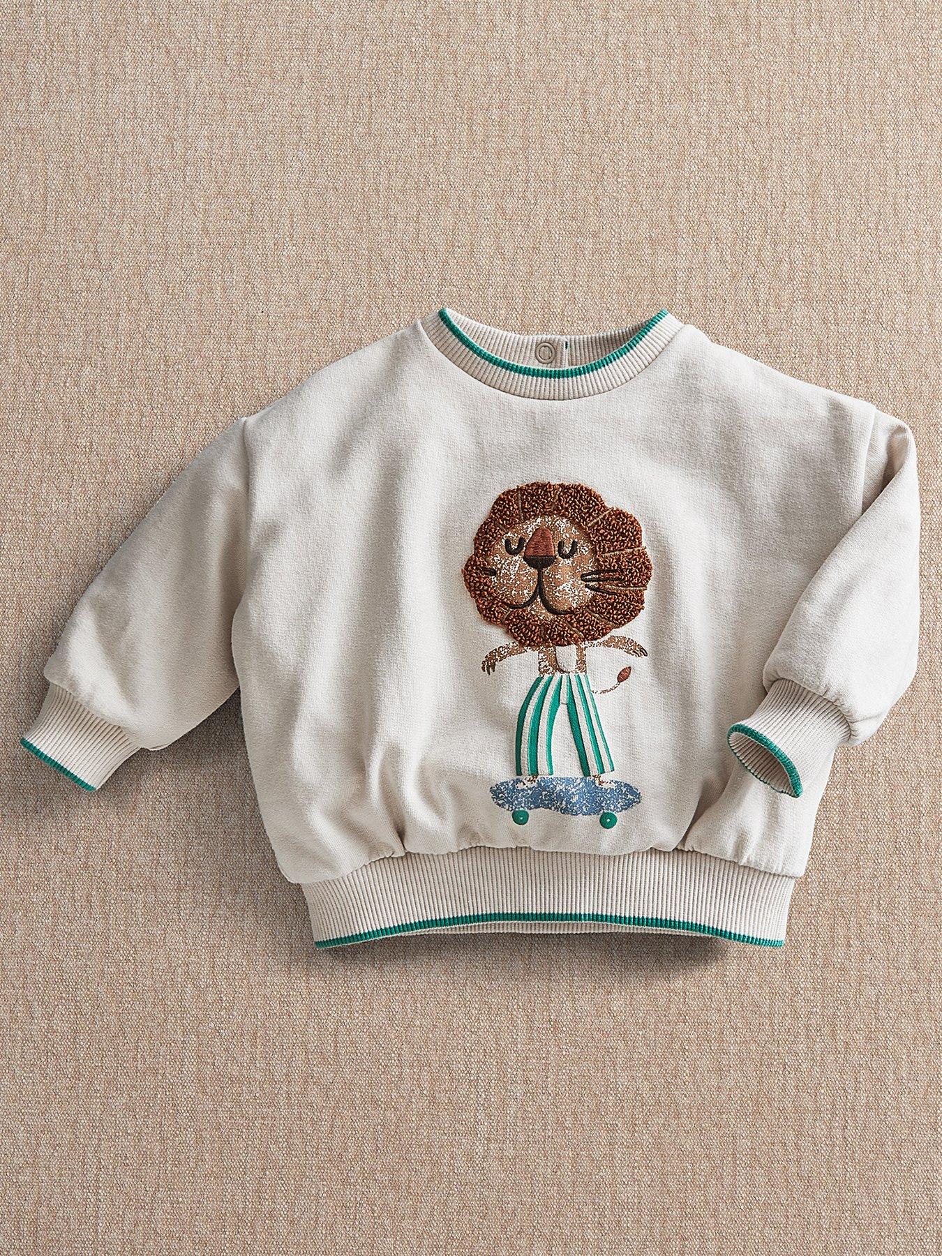 Image 2 of 5 of Mamas & Papas Baby Boys Lion Boucle Sweatshirt - Multi