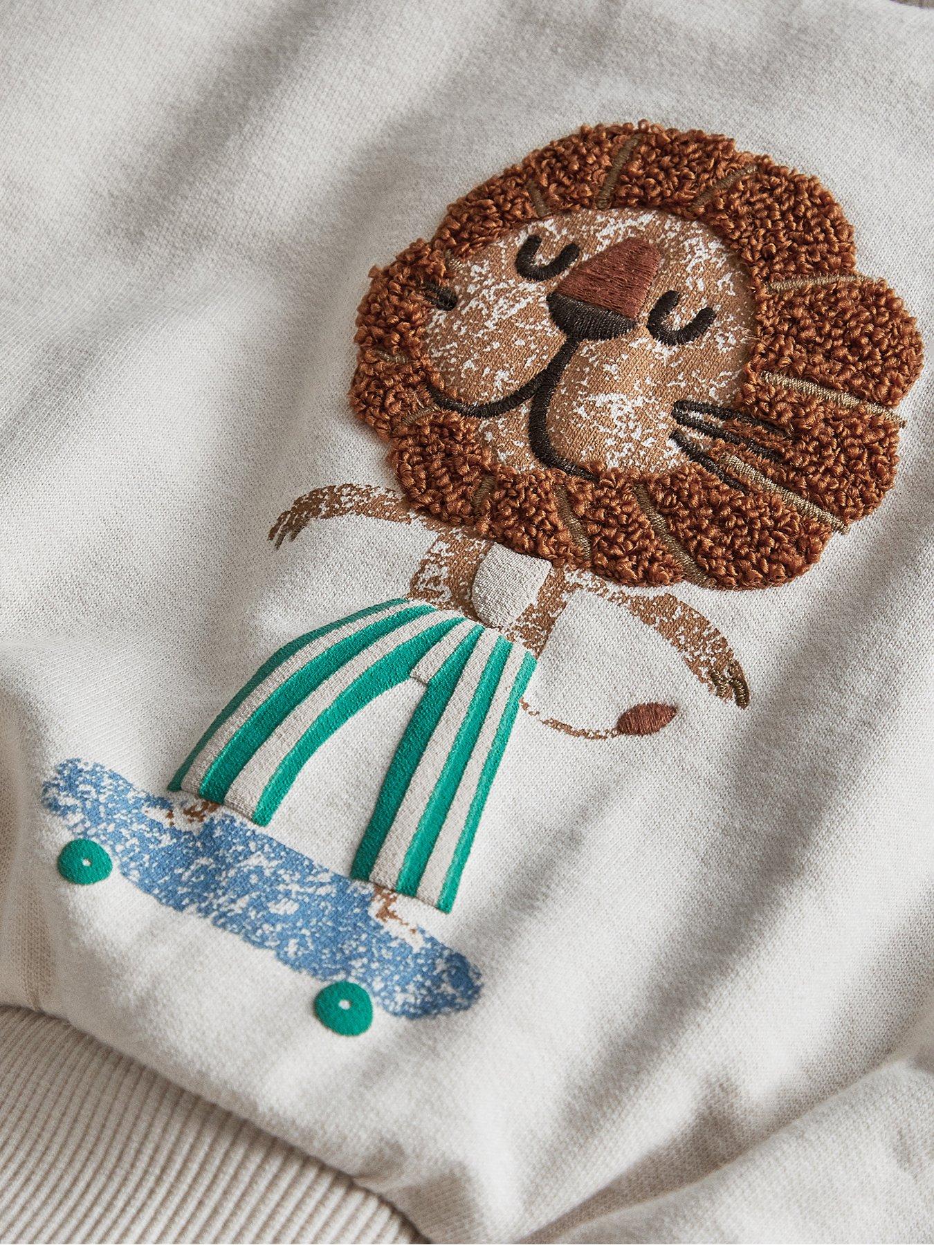 Image 5 of 5 of Mamas & Papas Baby Boys Lion Boucle Sweatshirt - Multi