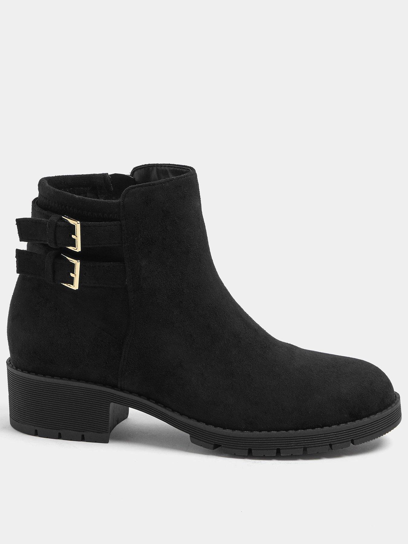 Image 1 of 4 of Yours Curve Wide Fit Double Buckle Chelsea Boot - Black
