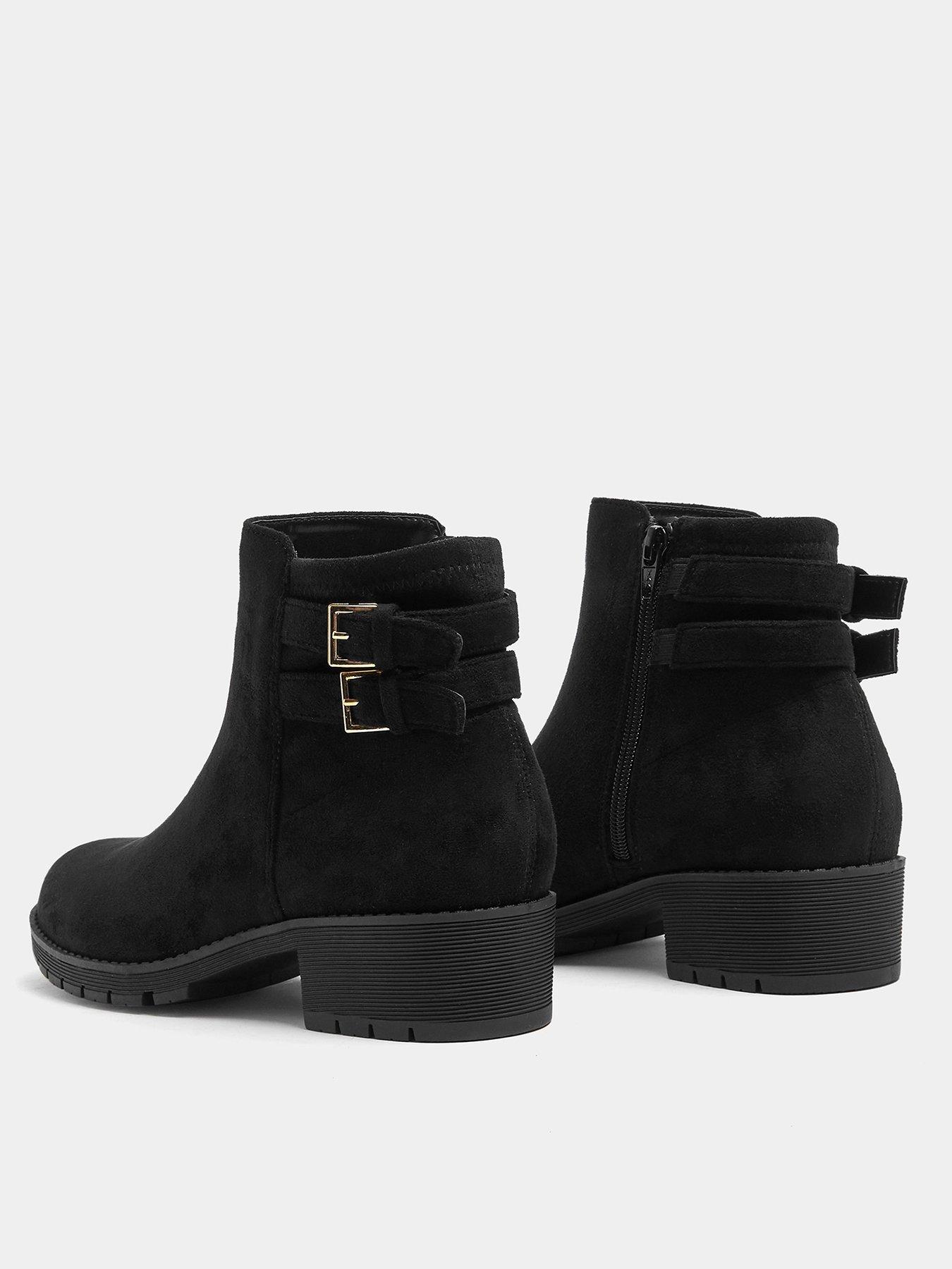 Image 3 of 4 of Yours Curve Wide Fit Double Buckle Chelsea Boot - Black