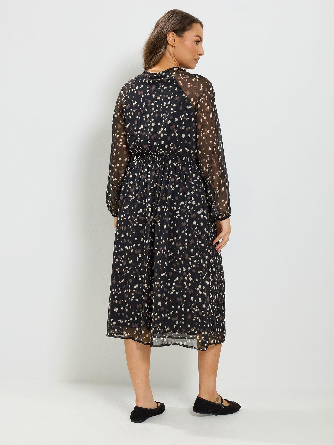Image 2 of 4 of Yours Curve Deer Print Midi Dress - Black
