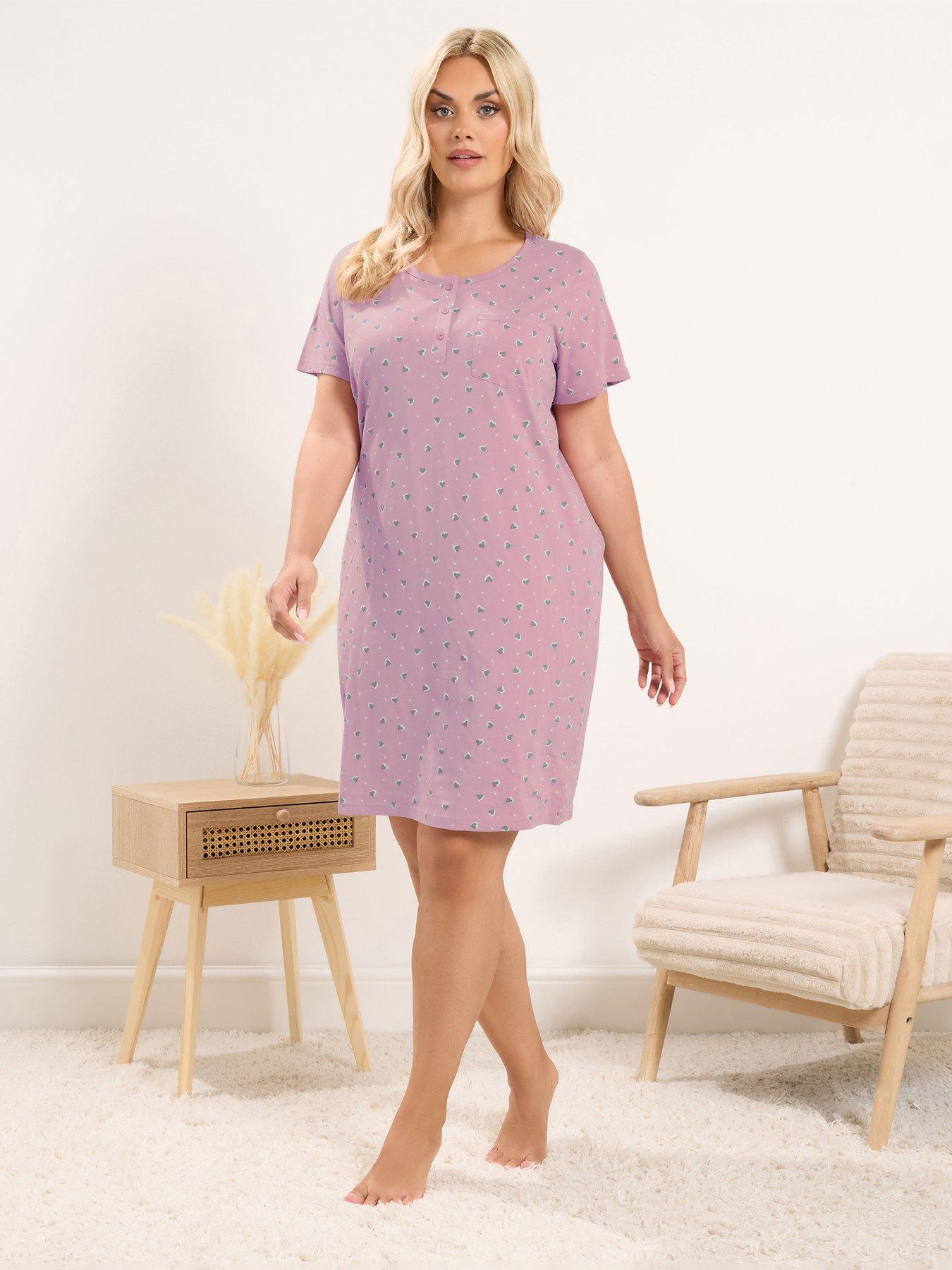Image 3 of 4 of Yours Women's Curve Heart Placket Nightdress - Pink