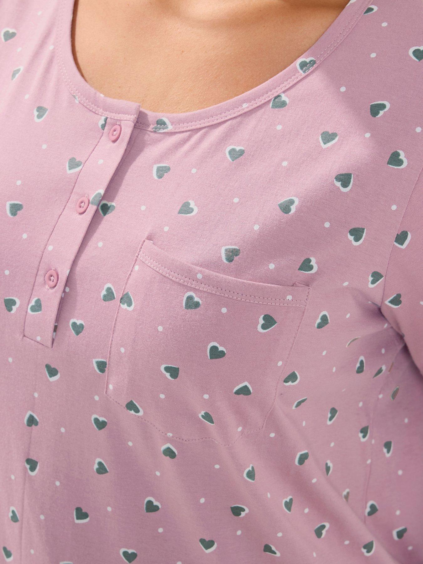 Image 4 of 4 of Yours Women's Curve Heart Placket Nightdress - Pink