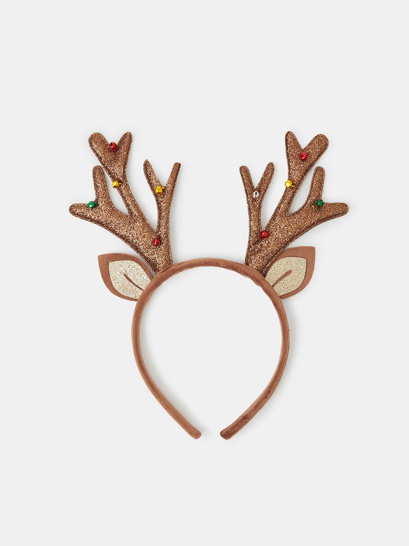 Image 2 of 3 of Accessorize Womens Christmas Jingle Bell Reindeer Antlers Headband - Brown