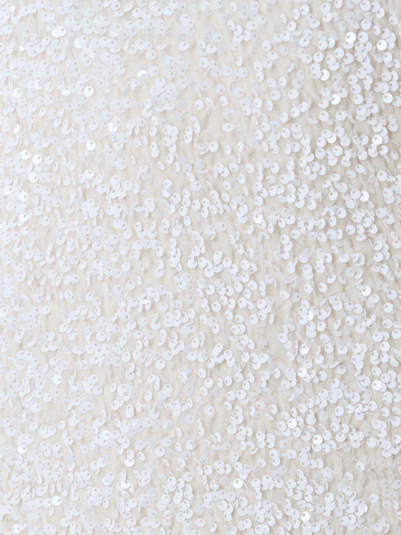 Image 5 of 5 of Threadbare Womens Slash Neck Bow Detail Sequin Dress - White