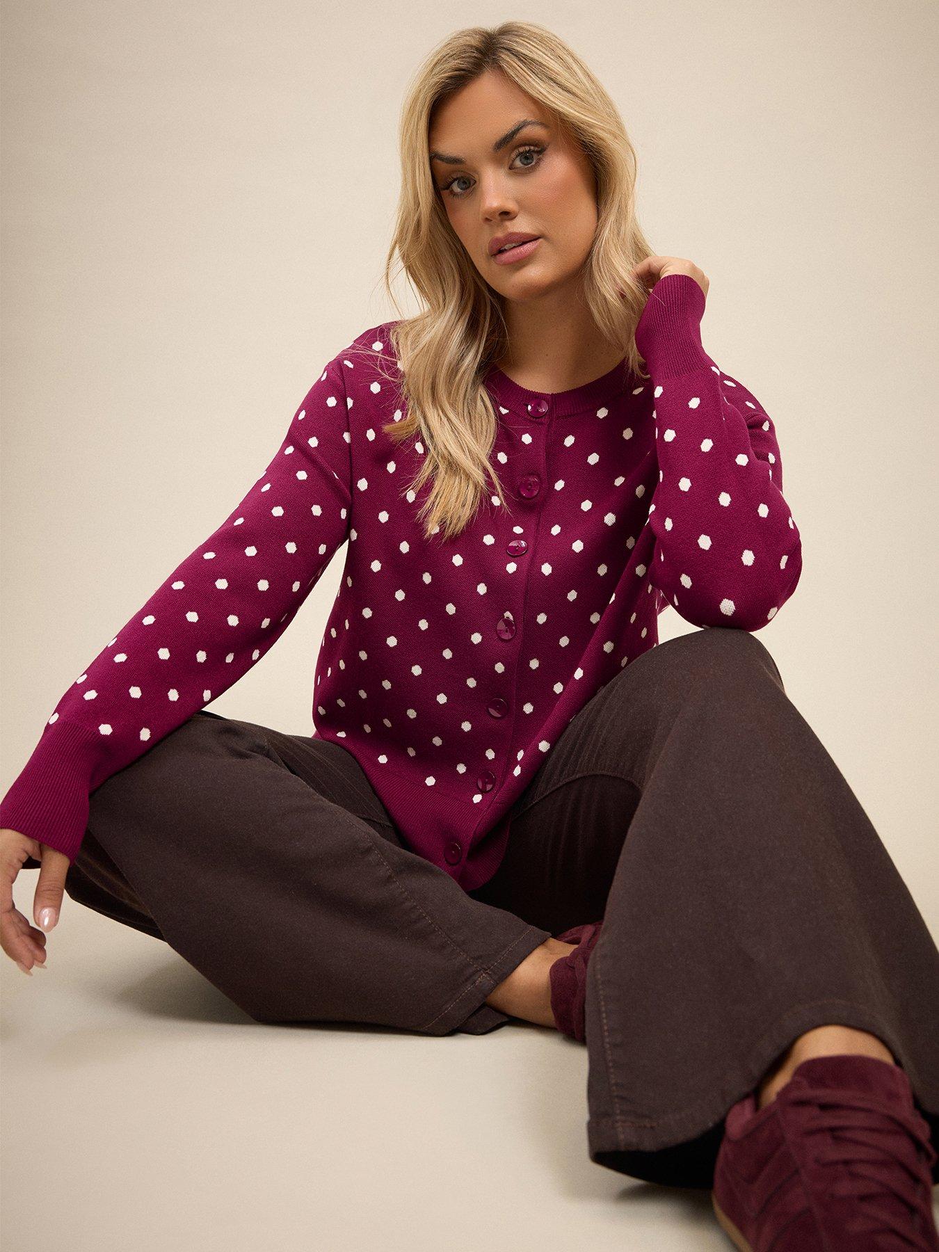 Image 1 of 4 of Yours Curve Round Neck Cardigan - Red