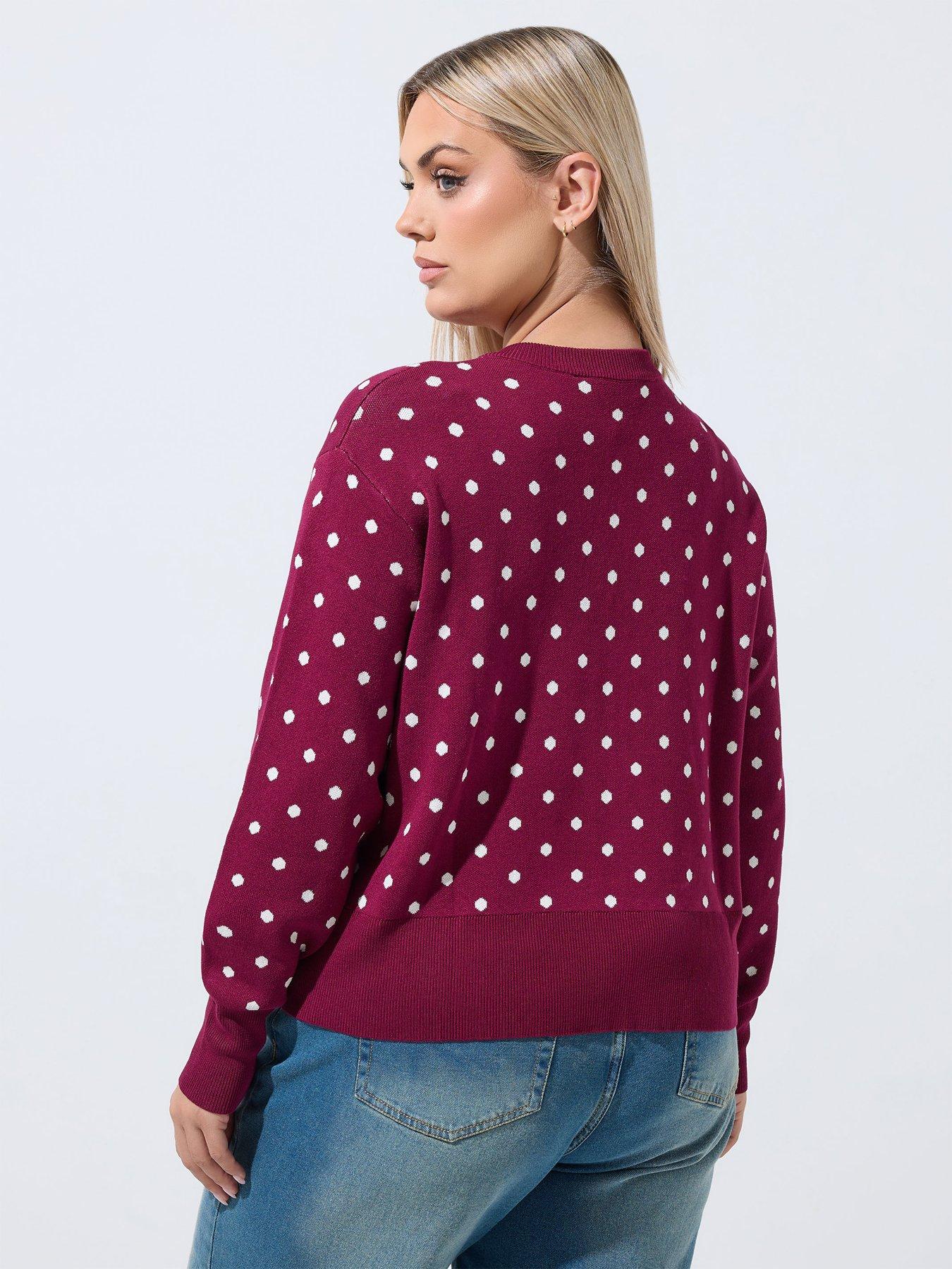 Image 2 of 4 of Yours Curve Round Neck Cardigan - Red