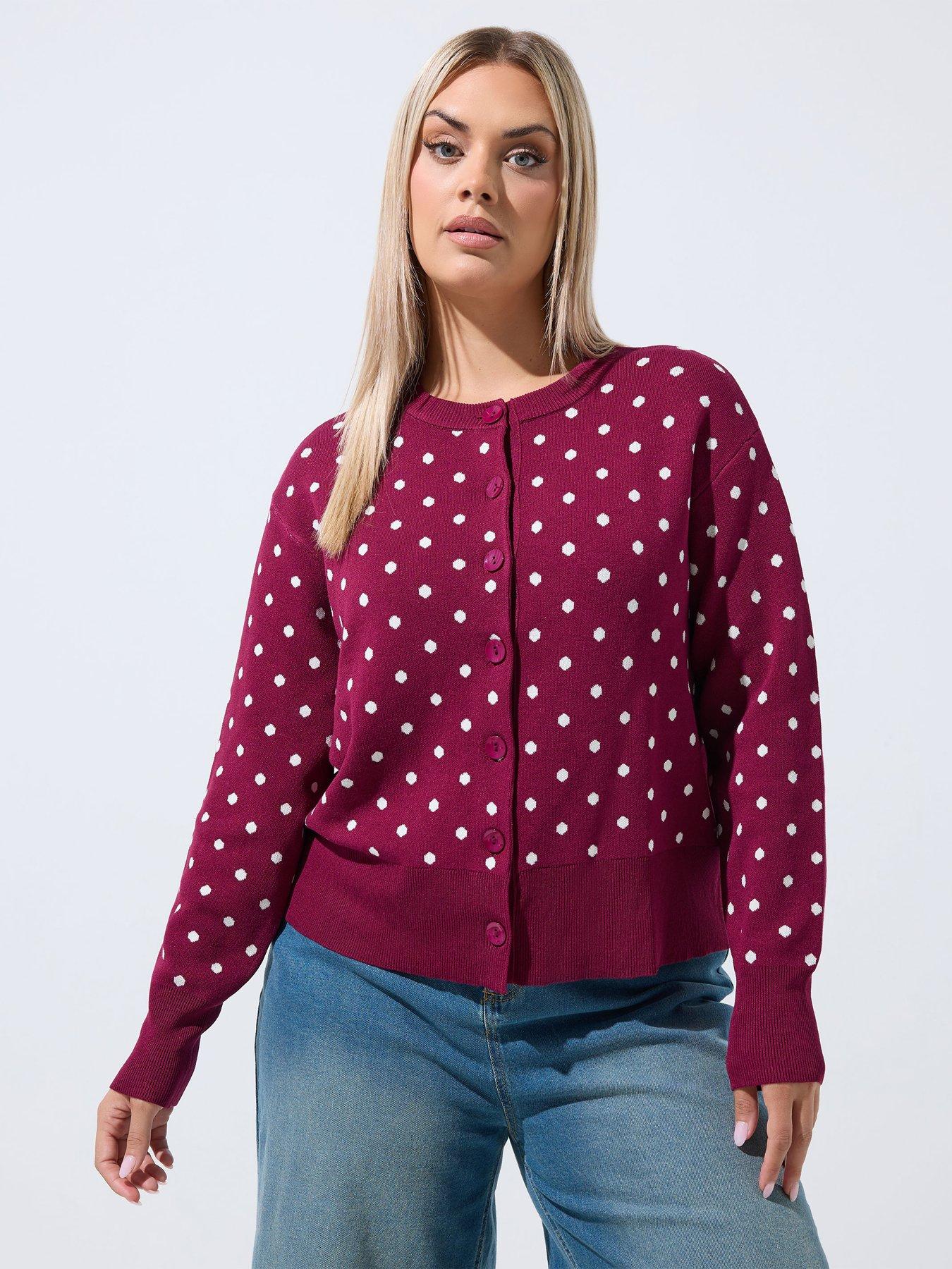 Image 4 of 4 of Yours Curve Round Neck Cardigan - Red