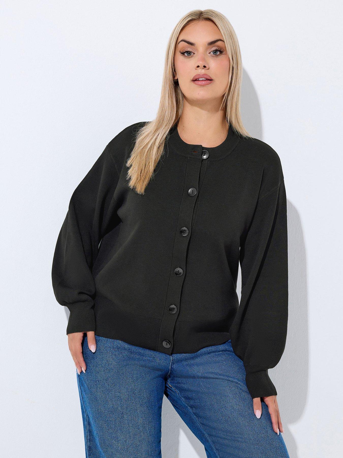 Yours Curve Balloon Sleeve Cardigan - Black