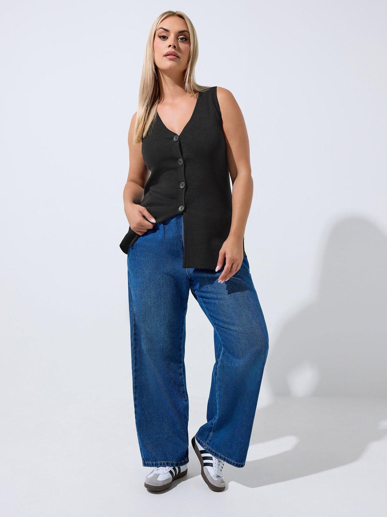 Image 3 of 4 of Yours Curve Flare Hem Waistcoat - Black