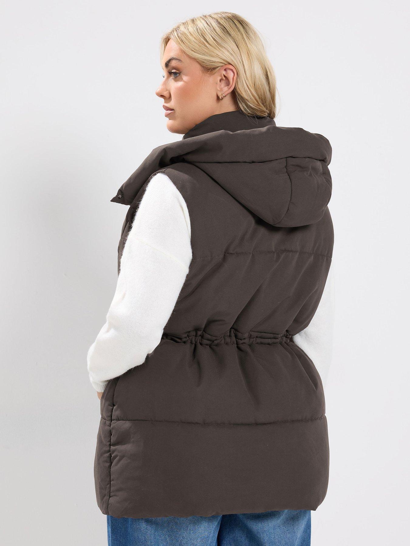 Image 2 of 4 of Yours Curve Short Padded Gilet - Brown