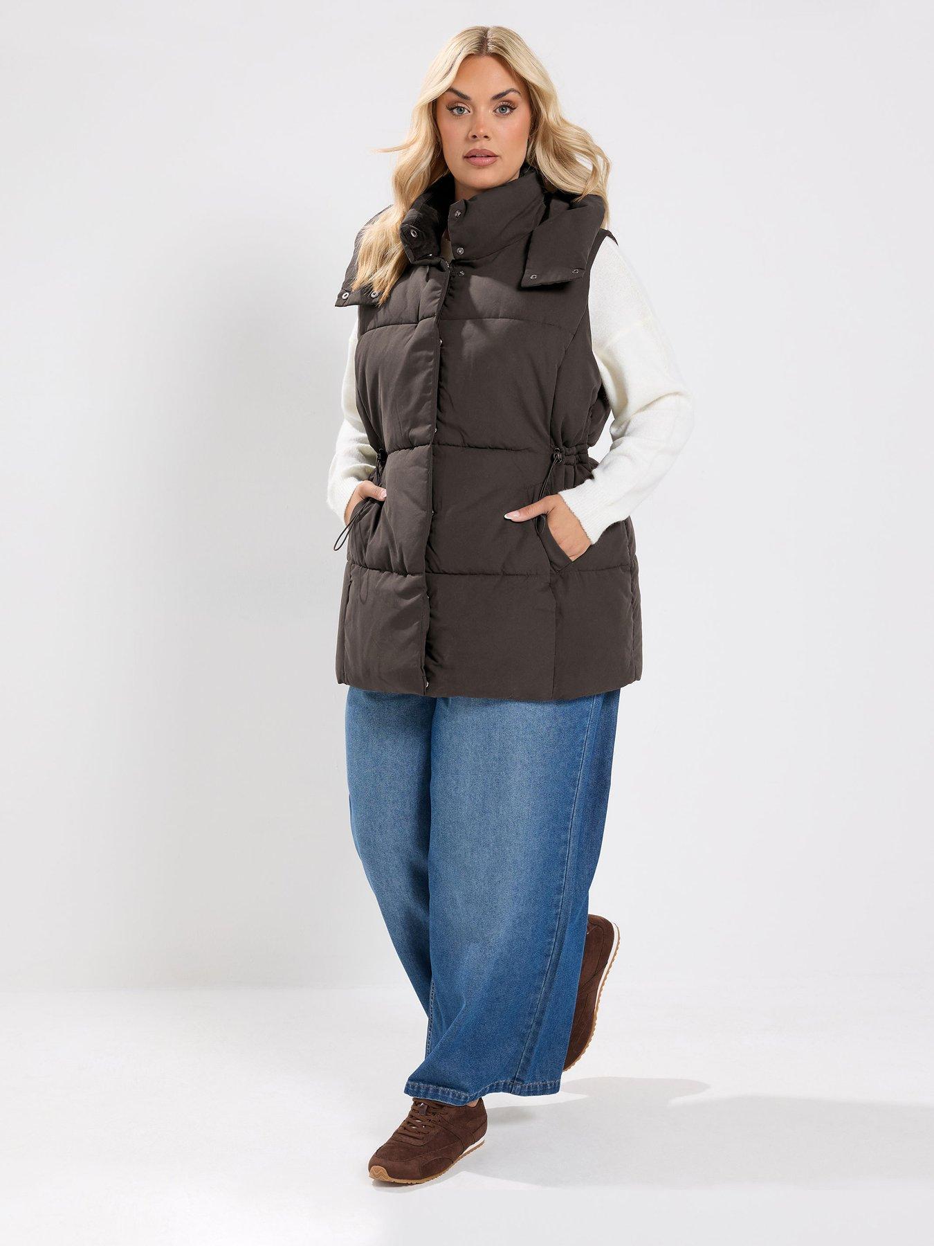 Image 3 of 4 of Yours Curve Short Padded Gilet - Brown
