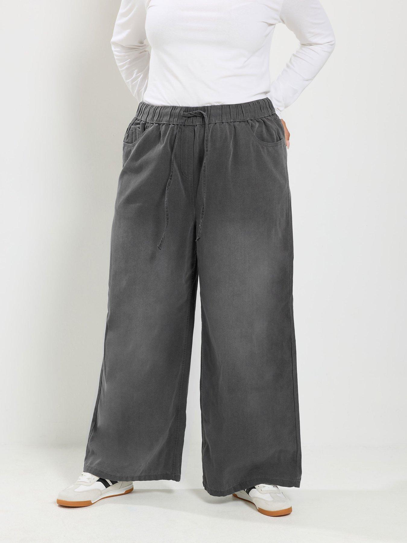 Yours Curve Pull On Jean 30" Long Leg Joggers - Grey