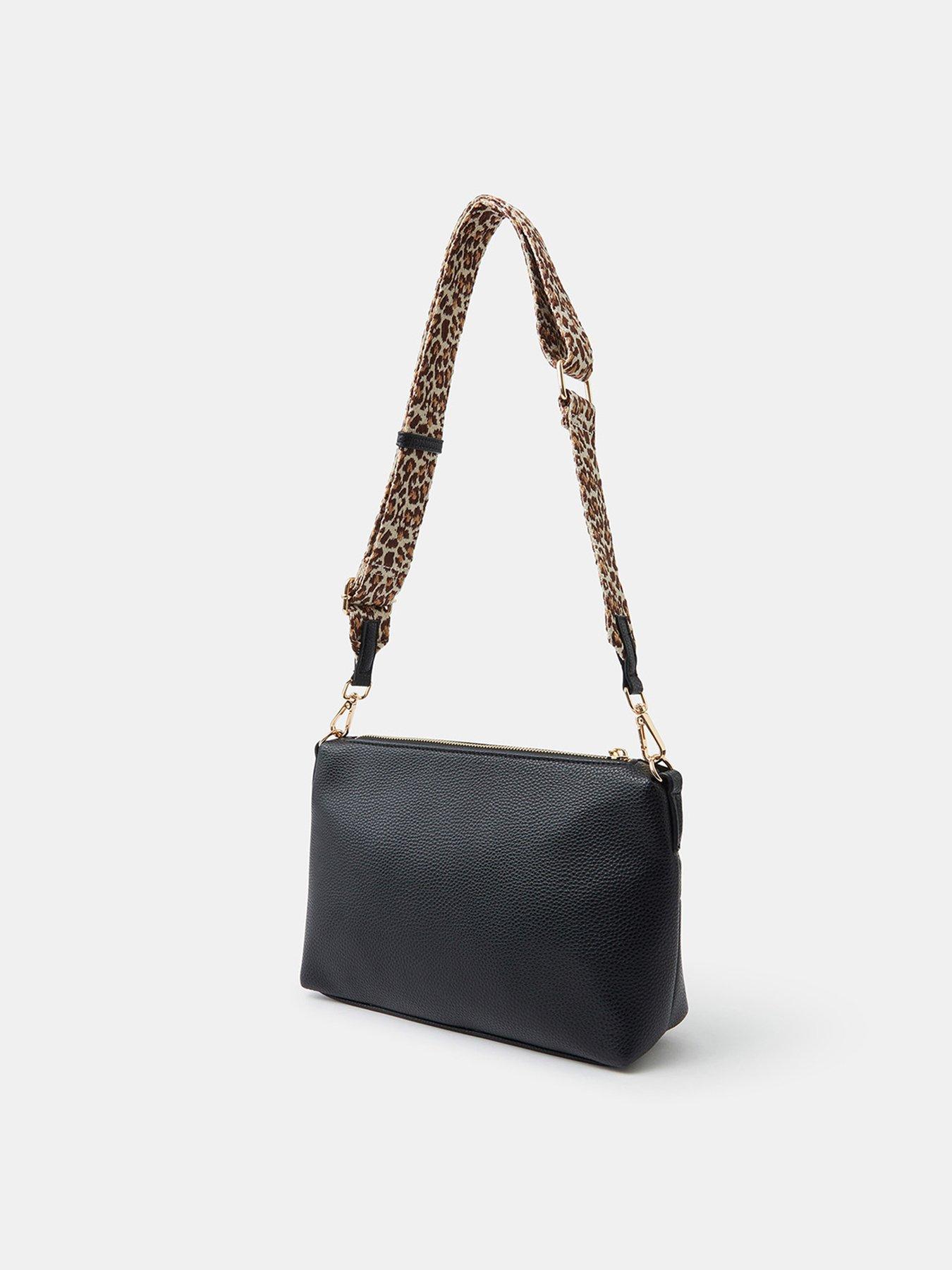 Image 3 of 5 of Accessorize Womens Cristina Leopard Strap Crossbody Bag - Black