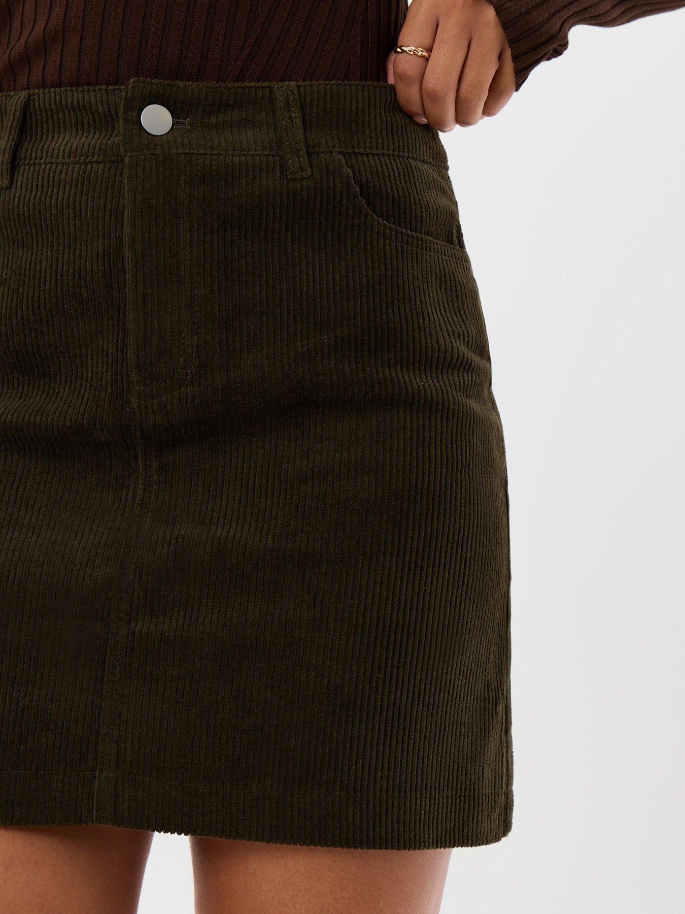 Image 5 of 5 of Threadbare Womens Petite Corduroy Pockets Mini Skirt - Green