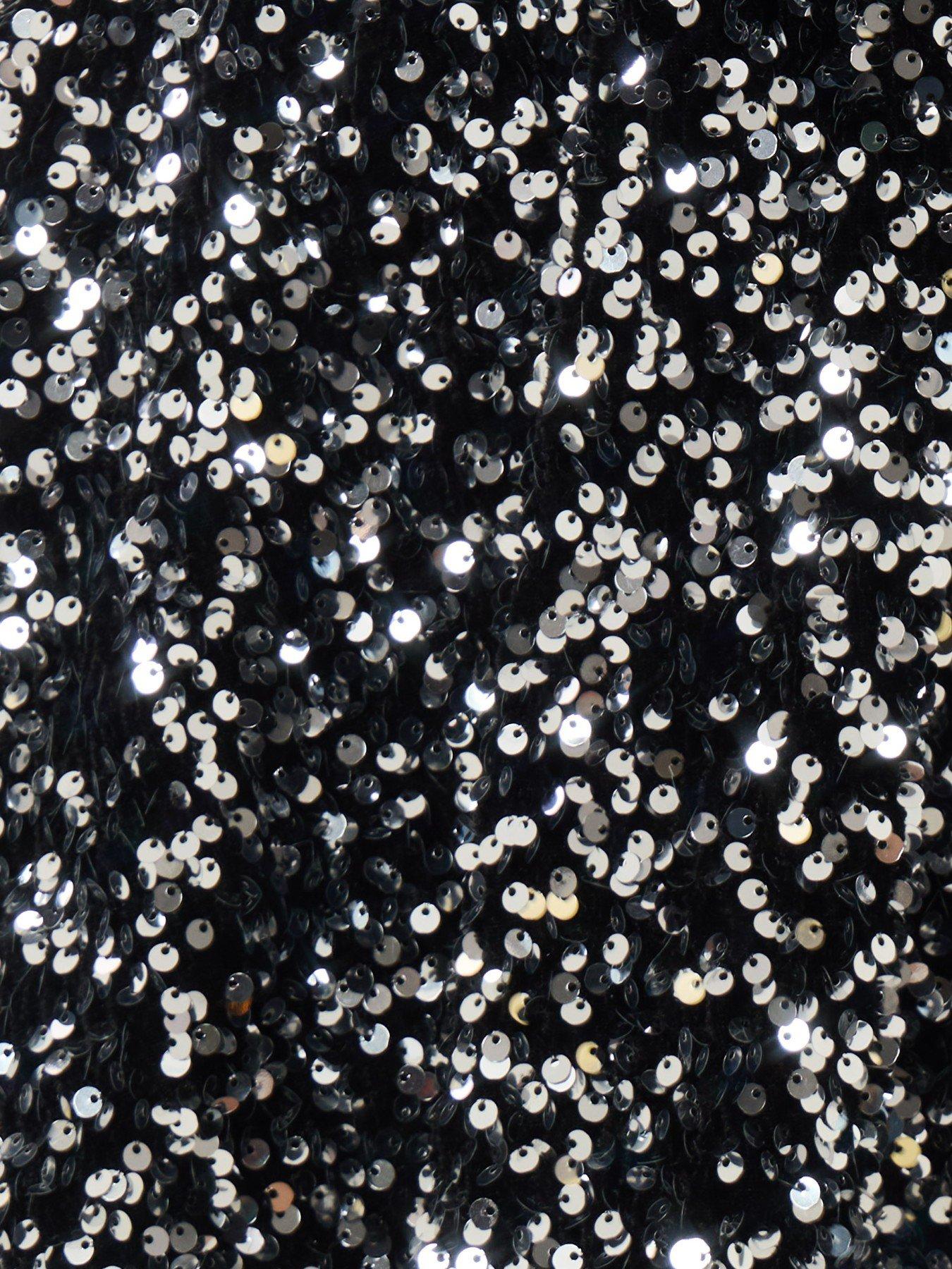 Image 5 of 5 of Threadbare Sequin Mini Swing Skirt In Charcoal Grey