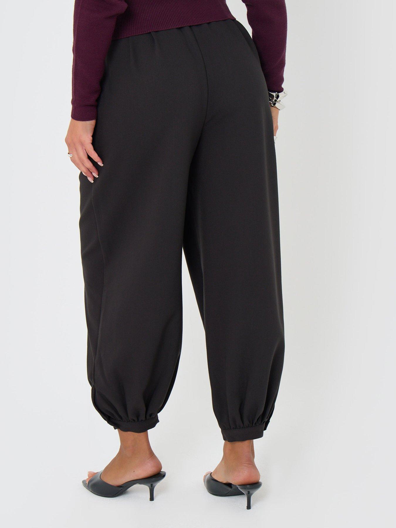 Image 2 of 4 of Threadbare Balloon Trousers With Button Cuffs In Dark Grey