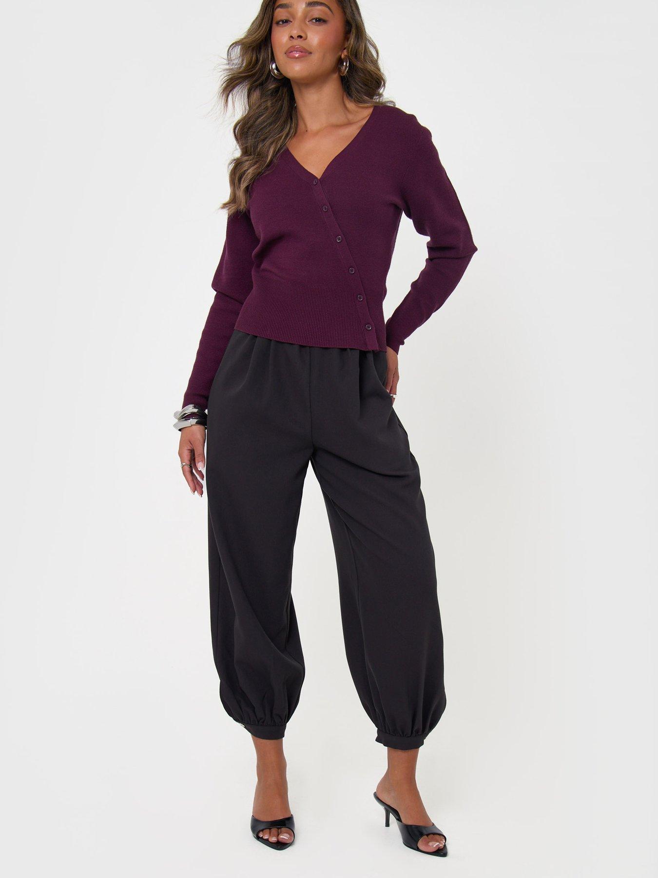 Image 3 of 4 of Threadbare Balloon Trousers With Button Cuffs In Dark Grey