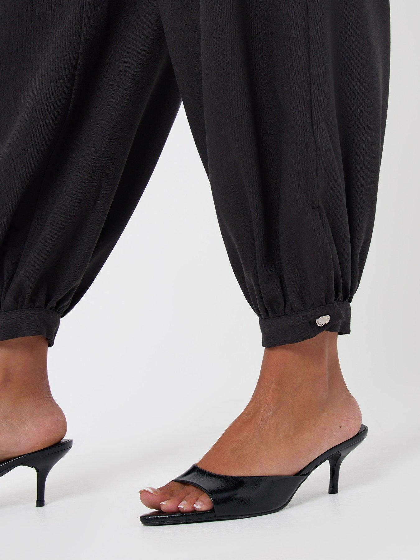 Image 4 of 4 of Threadbare Balloon Trousers With Button Cuffs In Dark Grey