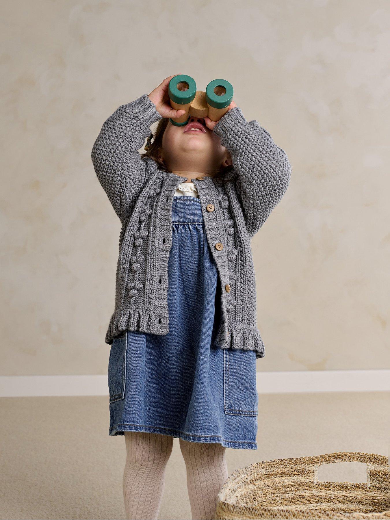 Mamas & Papas Baby Girls Bobble Cardigan, Blue, Size 12-18 Months