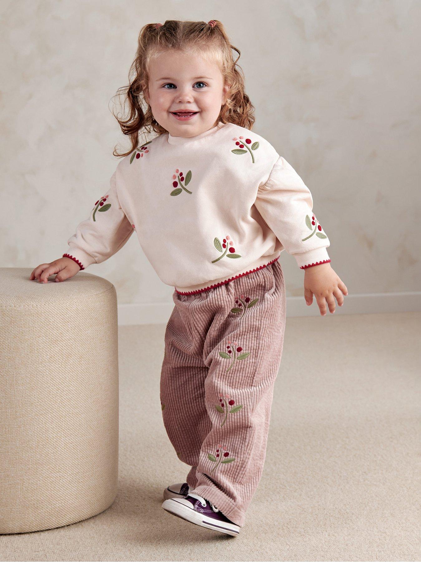 Mamas & Papas Baby Girls Berry Sweatshirt, Cream, Size 0-3 Months