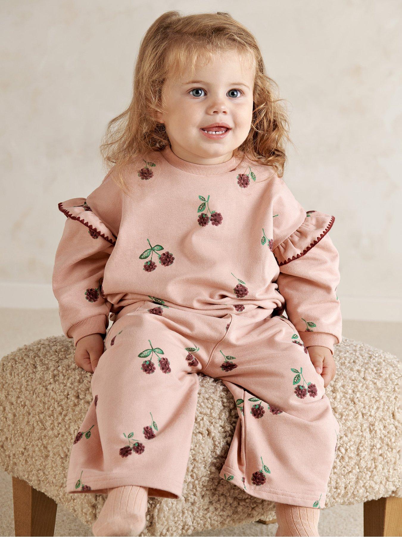 Mamas & Papas Baby Girls Bramble Print Joggers, Pink, Size 2-3 Years