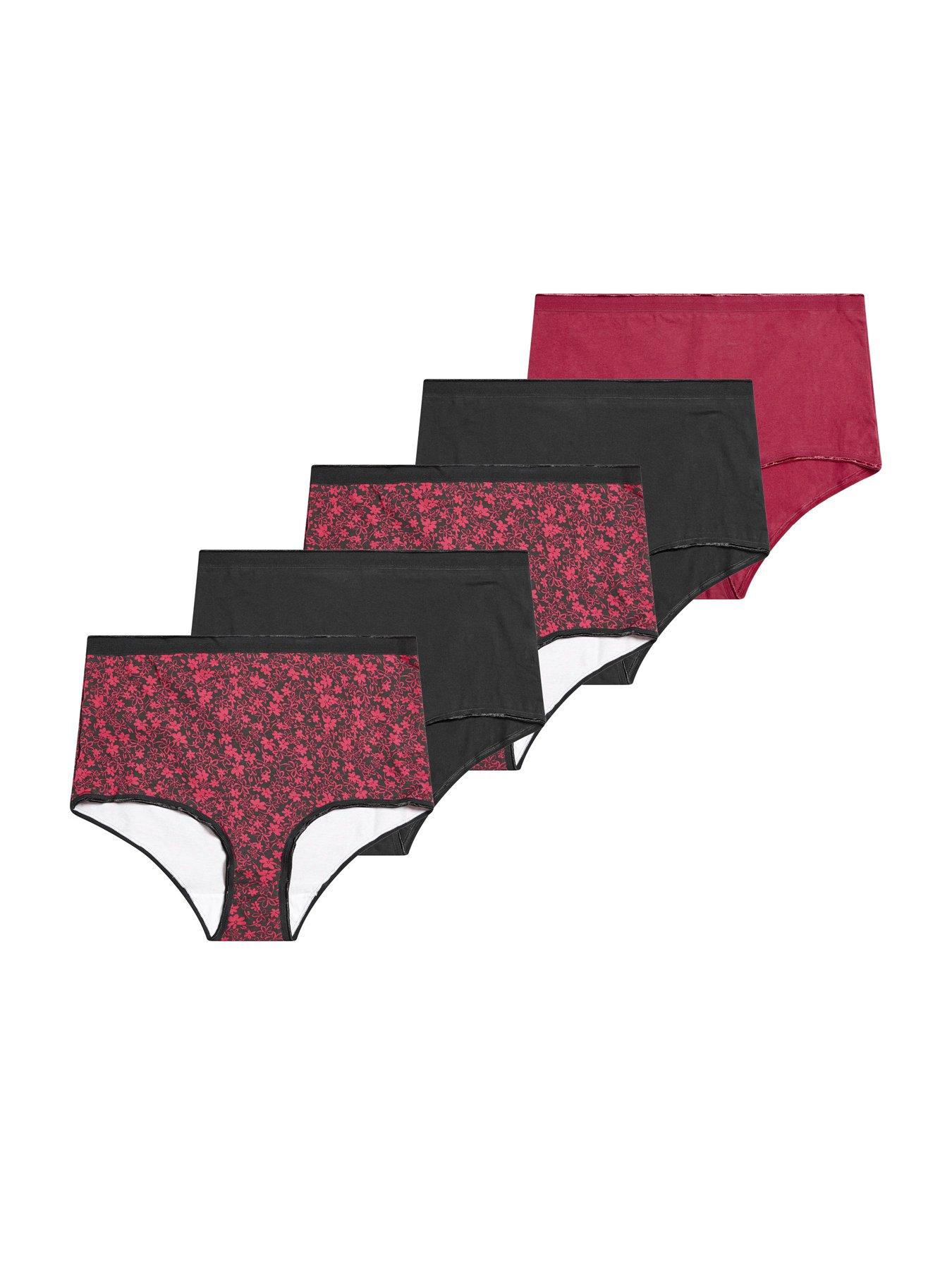 Image 1 of 4 of Yours YOURSET 5 PACK Curve Ditsy Floral Full Briefs - Red