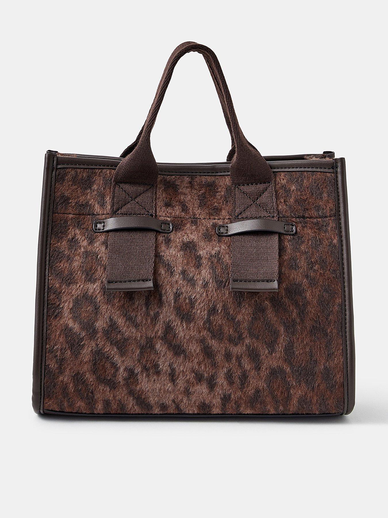 Image 1 of 4 of Accessorize Leopard Print Structured Handheld Tote Bag - Multi