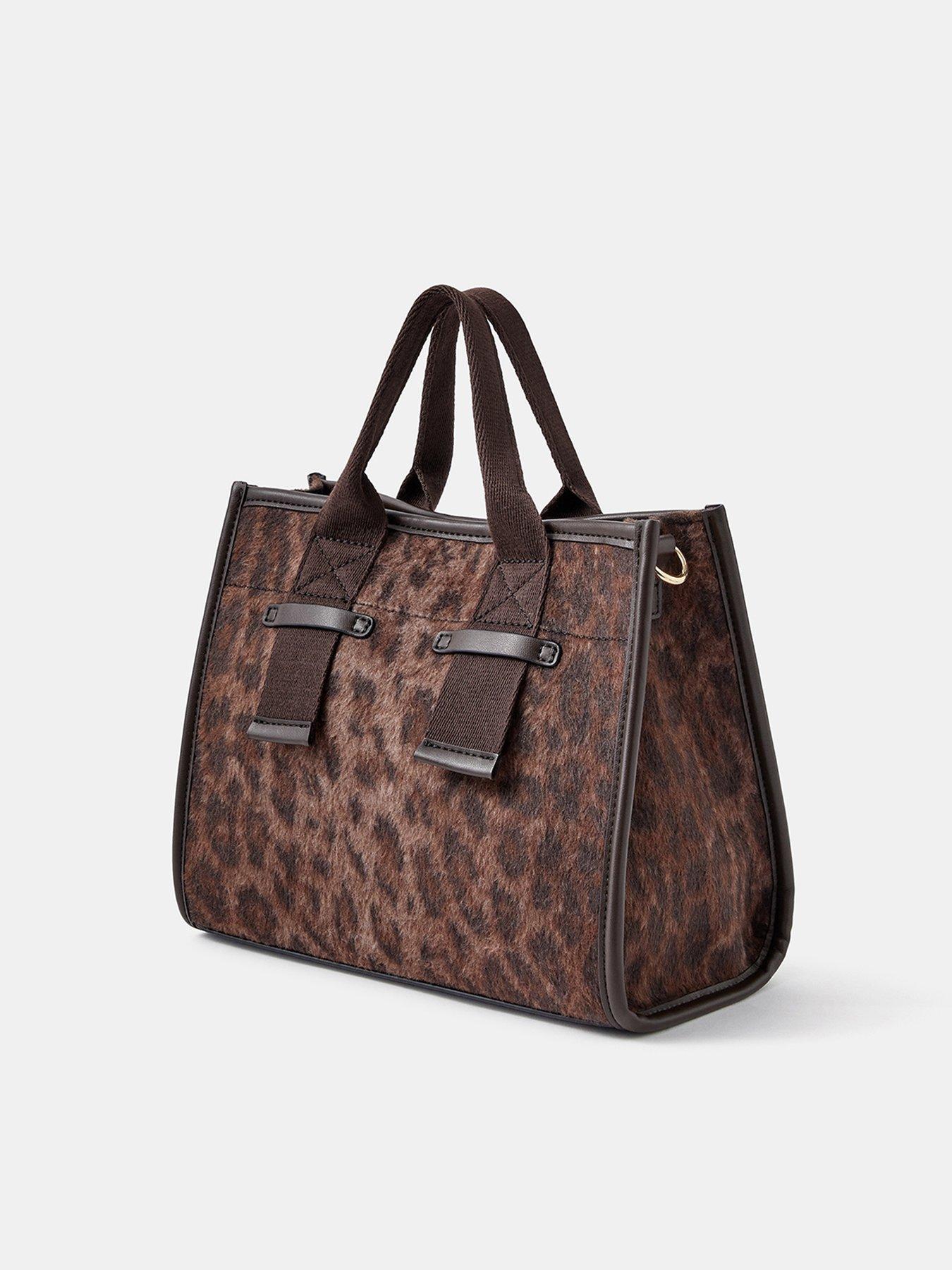 Image 2 of 4 of Accessorize Leopard Print Structured Handheld Tote Bag - Multi