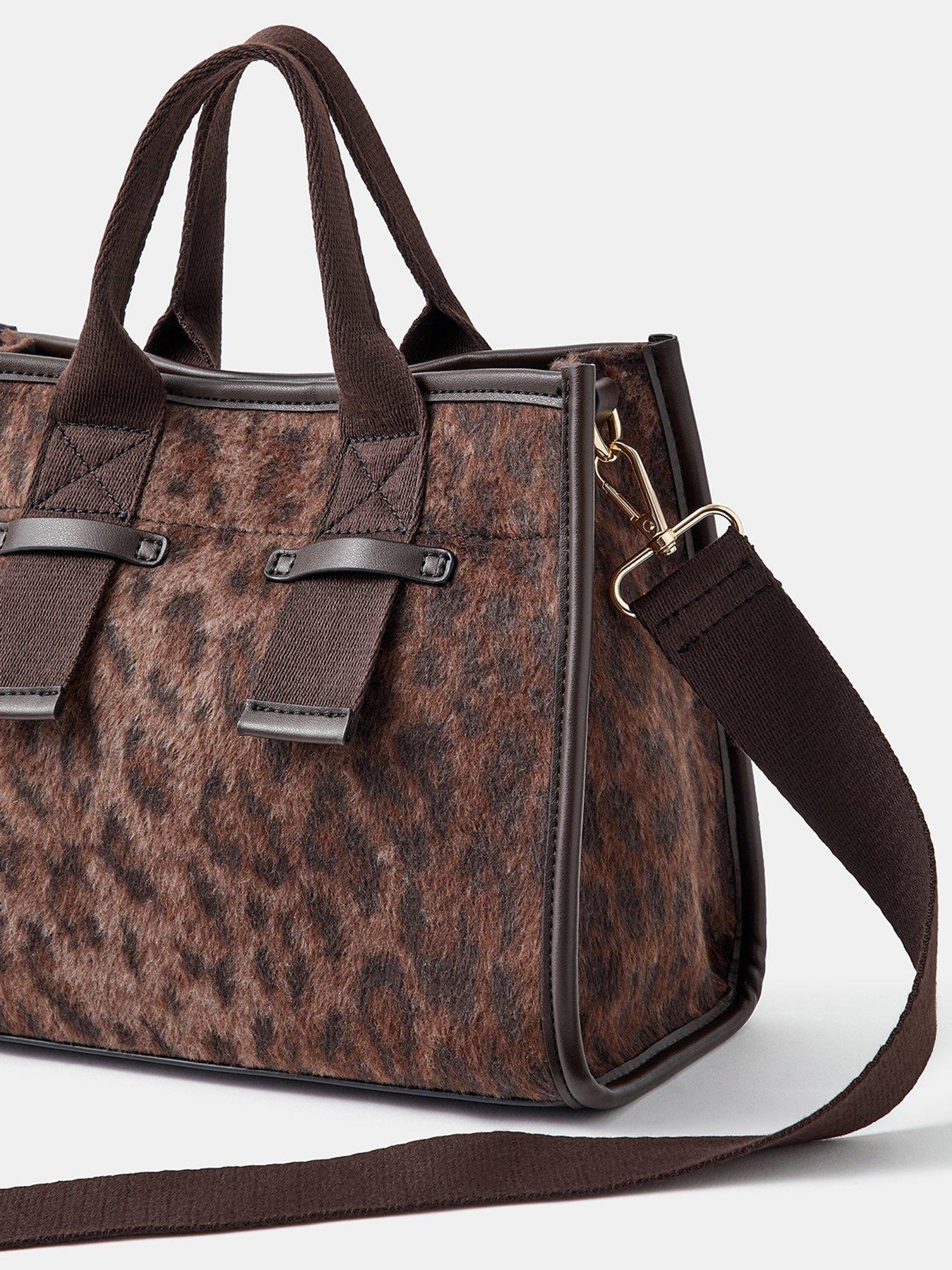 Image 3 of 4 of Accessorize Leopard Print Structured Handheld Tote Bag - Multi