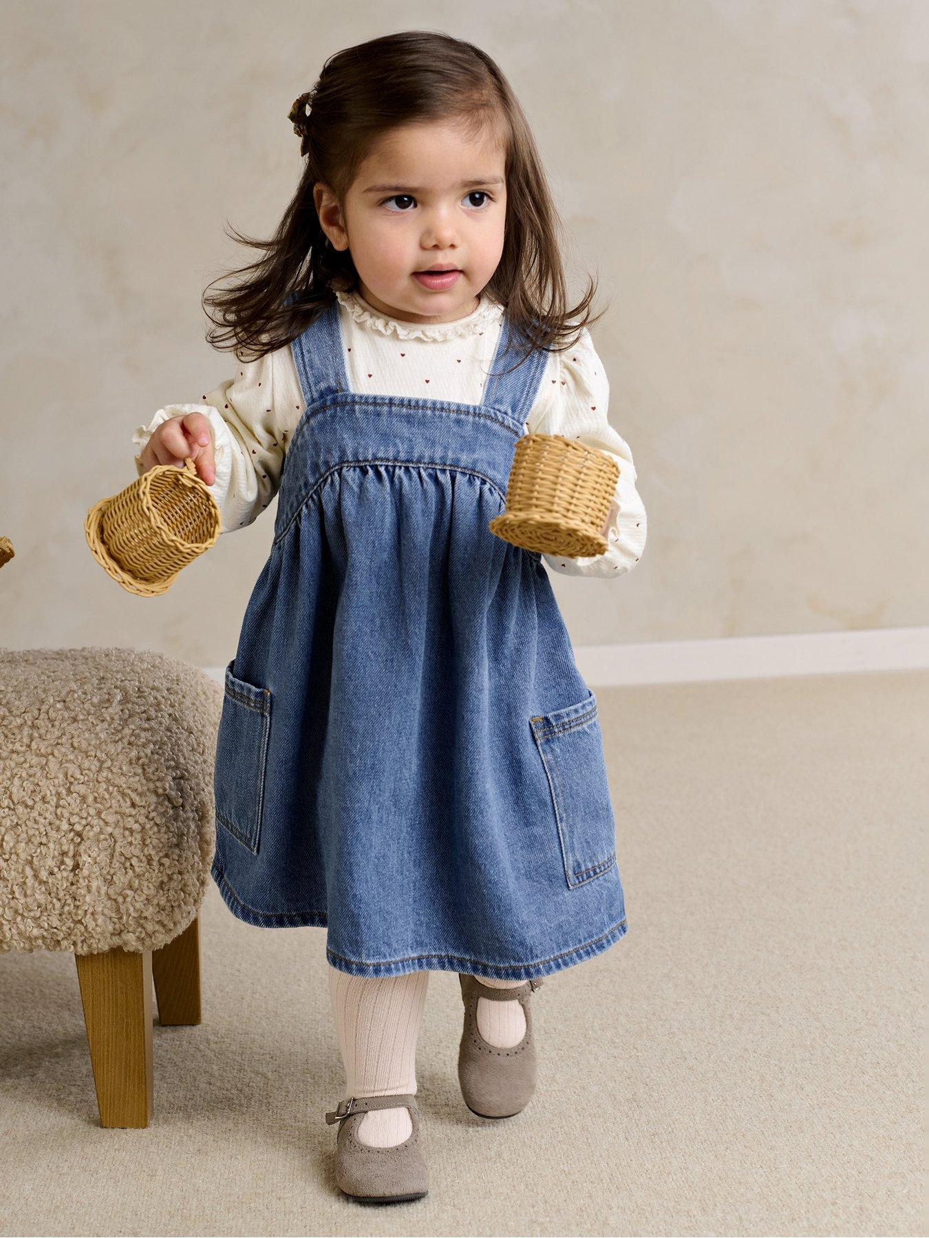 Denim Pinny Dress & Heart Bodysuit Set - Image 2