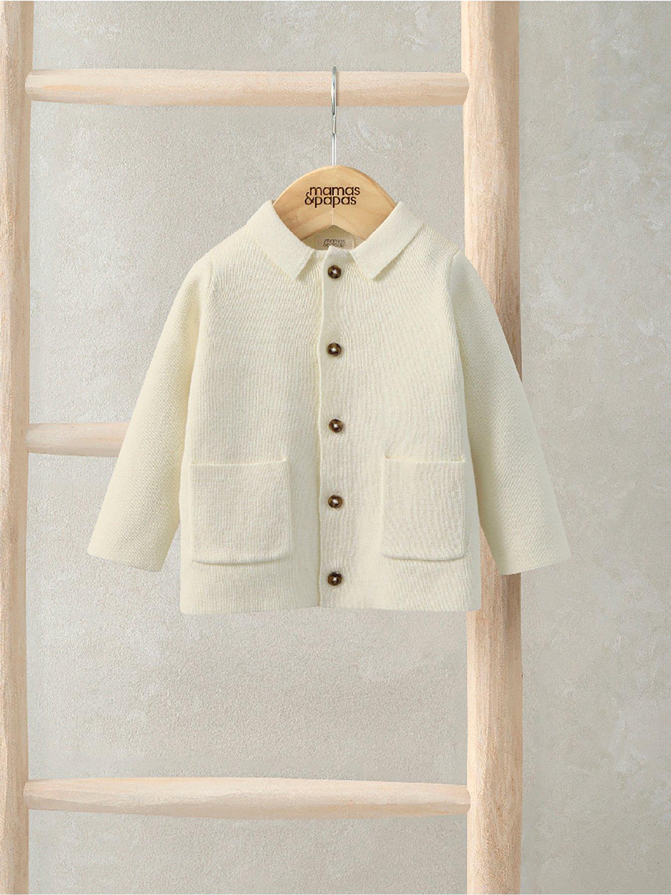 Mamas & Papas Baby Boys Collared Knit Cardigan, White, Size 2-3 Years