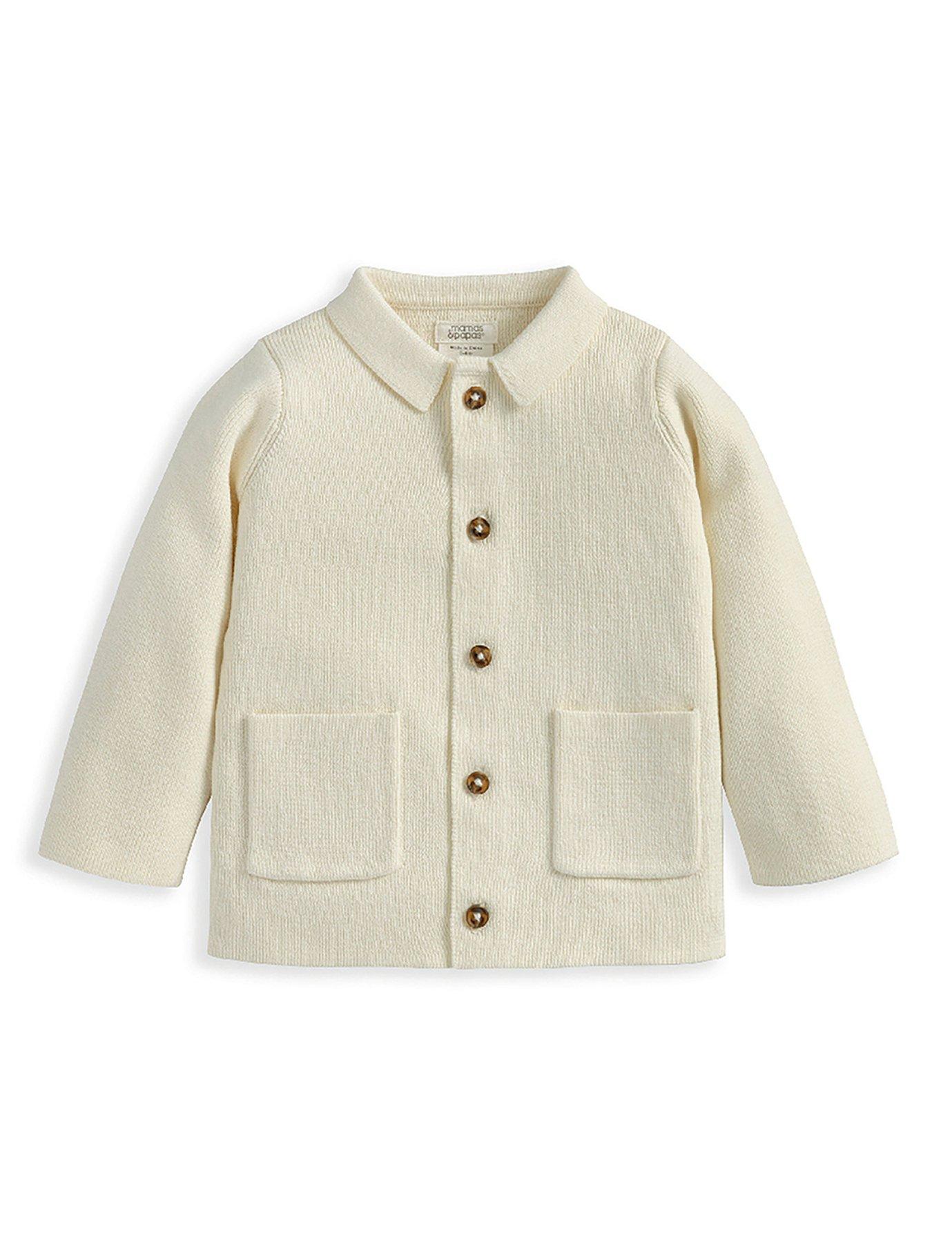 Image 2 of 2 of Mamas & Papas Baby Boys Collared Knit Cardigan - White