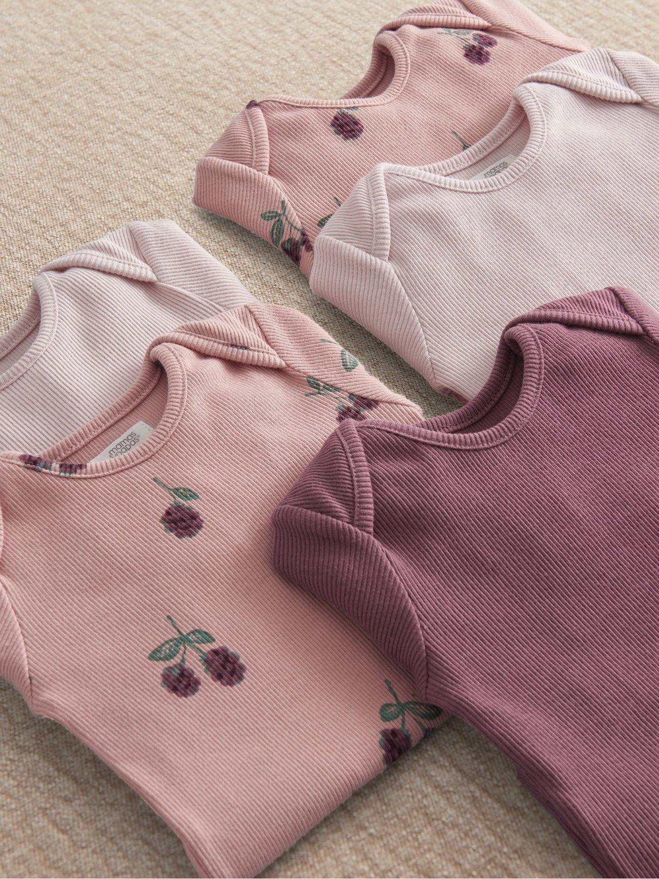 Image 2 of 3 of Mamas & Papas Baby Girls 5 Pack Bramble Long Sleeve Bodysuits - Multi