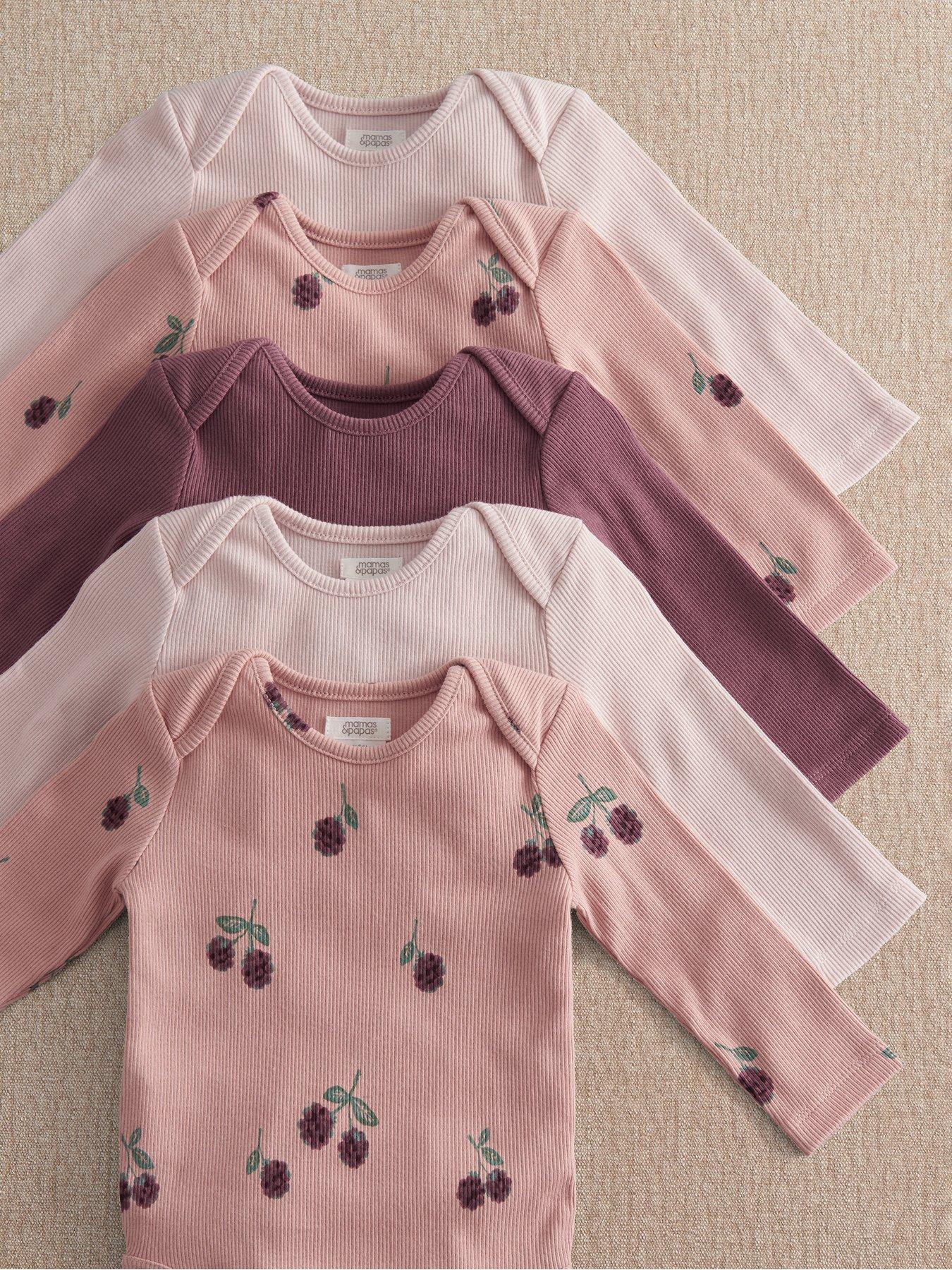 Image 3 of 3 of Mamas & Papas Baby Girls 5 Pack Bramble Long Sleeve Bodysuits - Multi