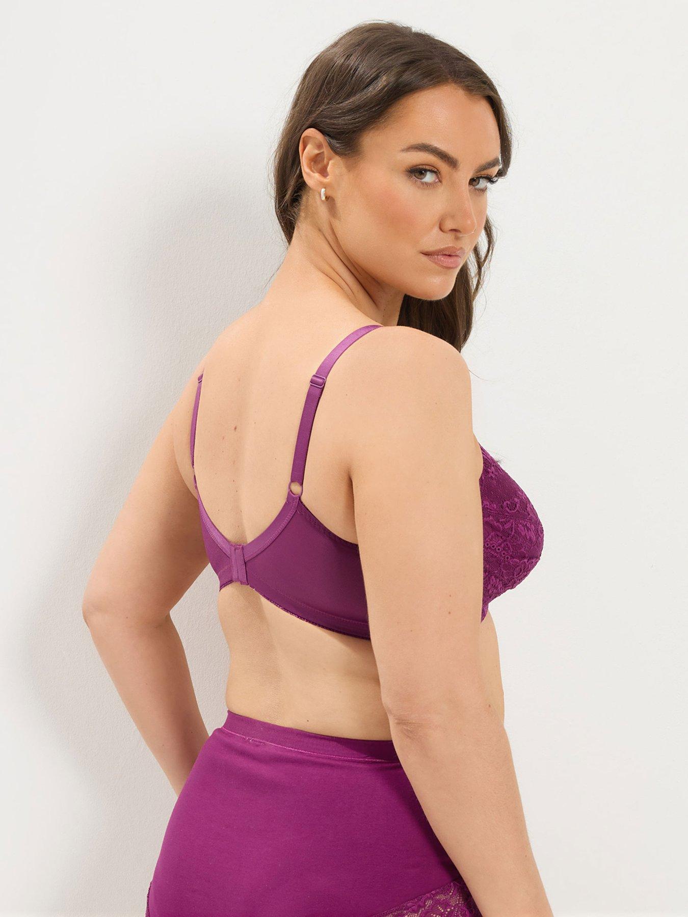 Image 2 of 4 of Yours Curve Lace Non-Padded Support Full Cup Bra - Purple