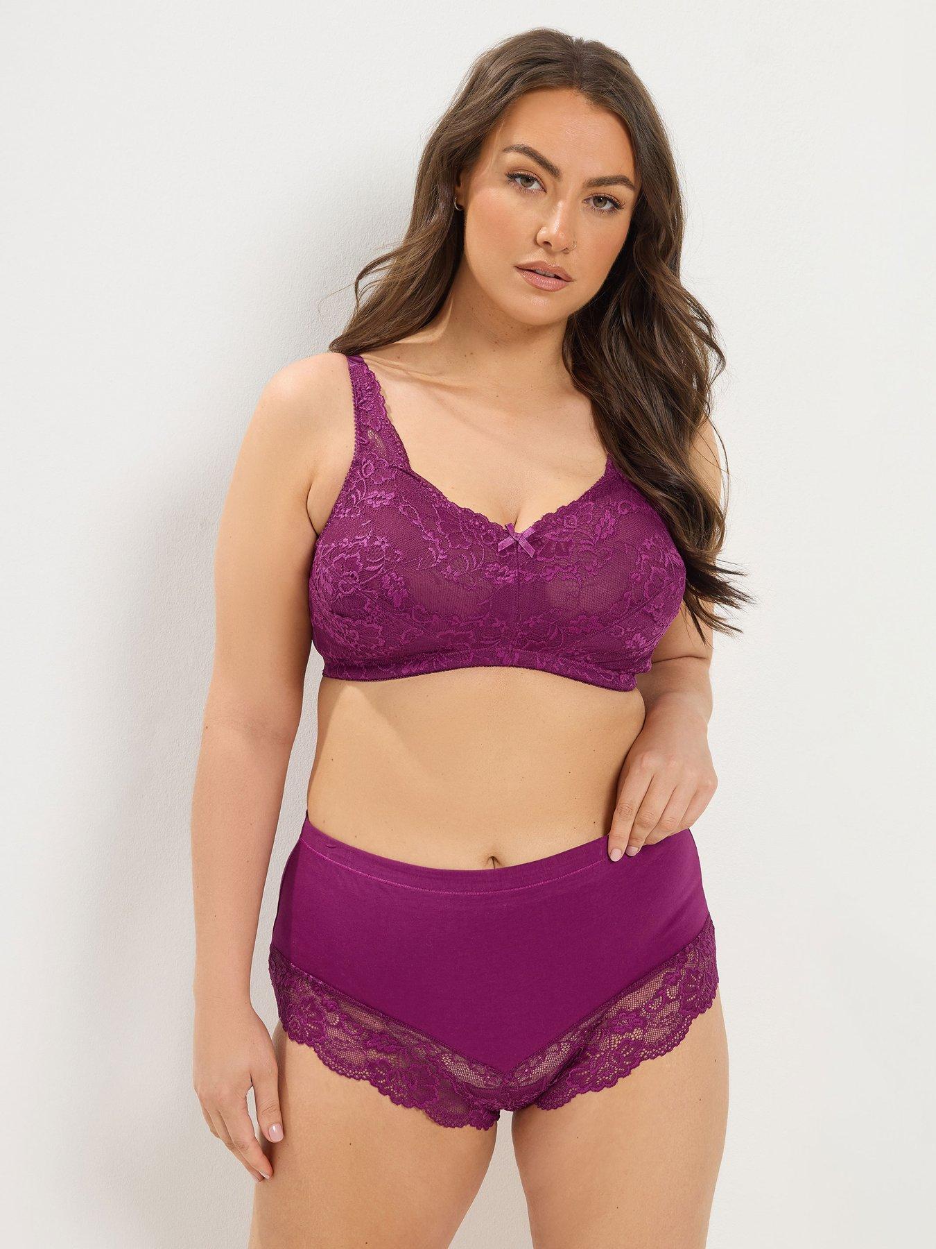 Image 3 of 4 of Yours Curve Lace Non-Padded Support Full Cup Bra - Purple