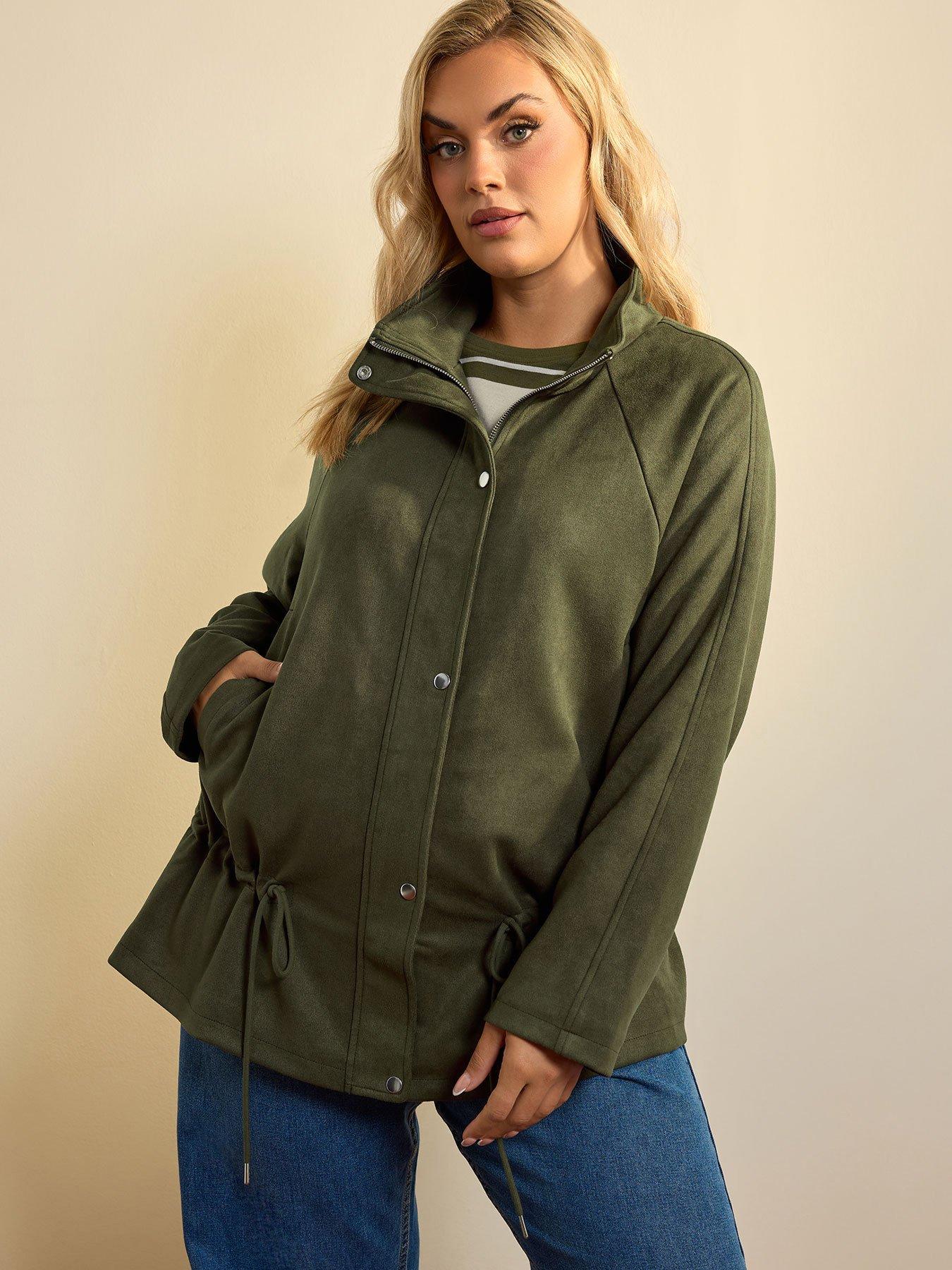 Yours Curve Suedette Draw Cord Jacket - Green