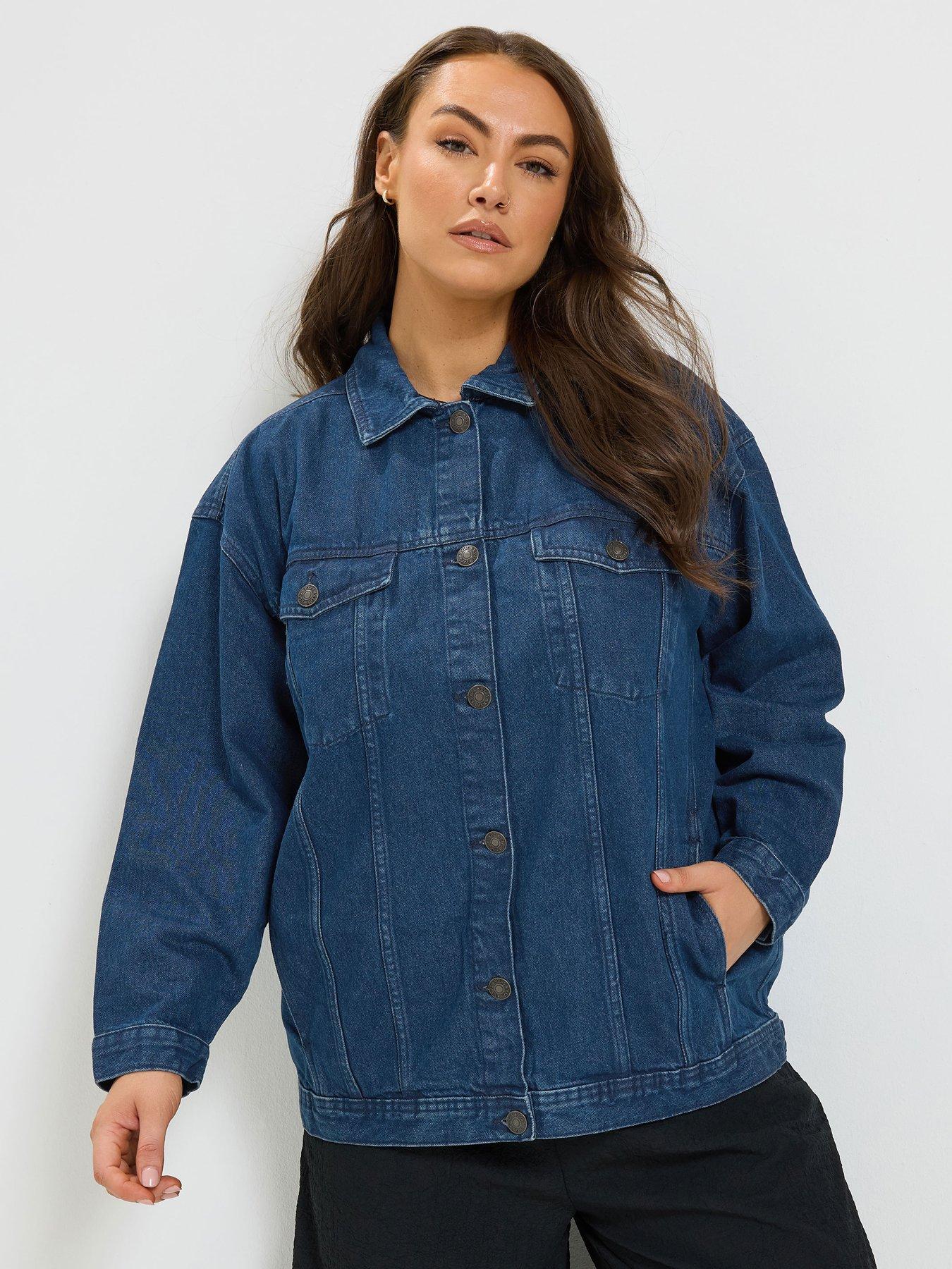 Image 1 of 4 of Yours Curve Oversized Denim Jacket - Blue