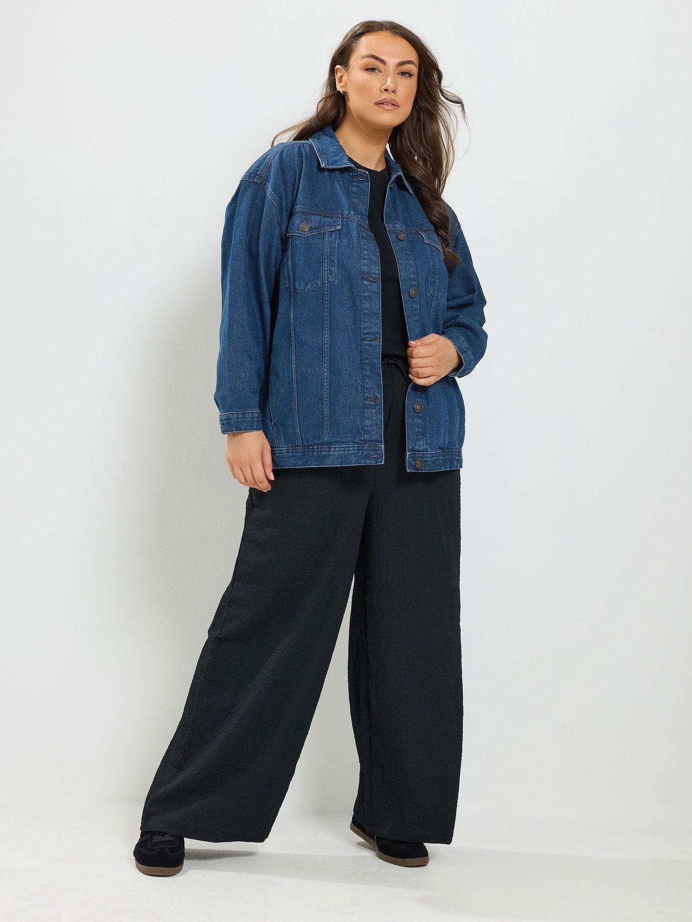 Image 3 of 4 of Yours Curve Oversized Denim Jacket - Blue