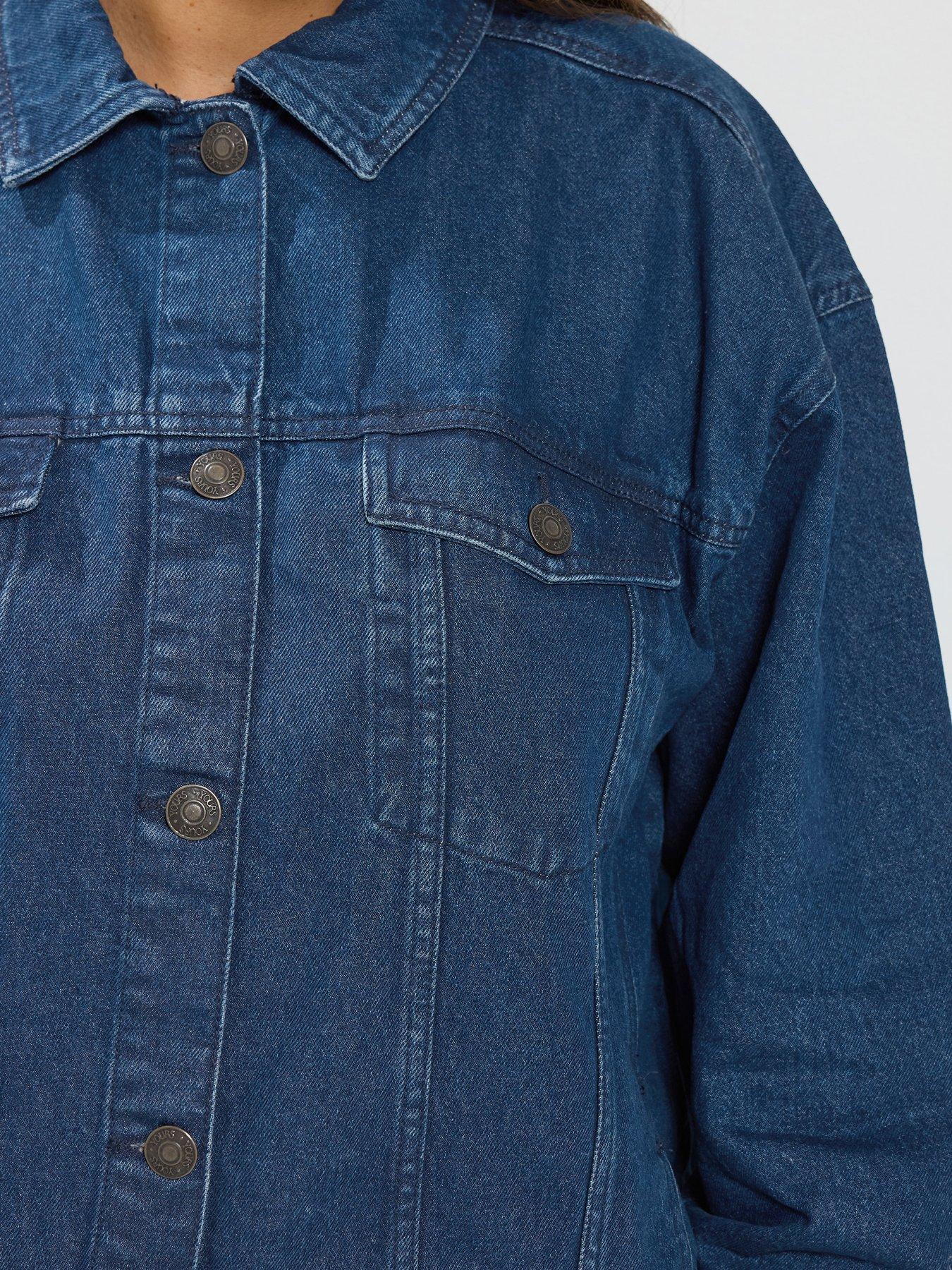 Image 4 of 4 of Yours Curve Oversized Denim Jacket - Blue